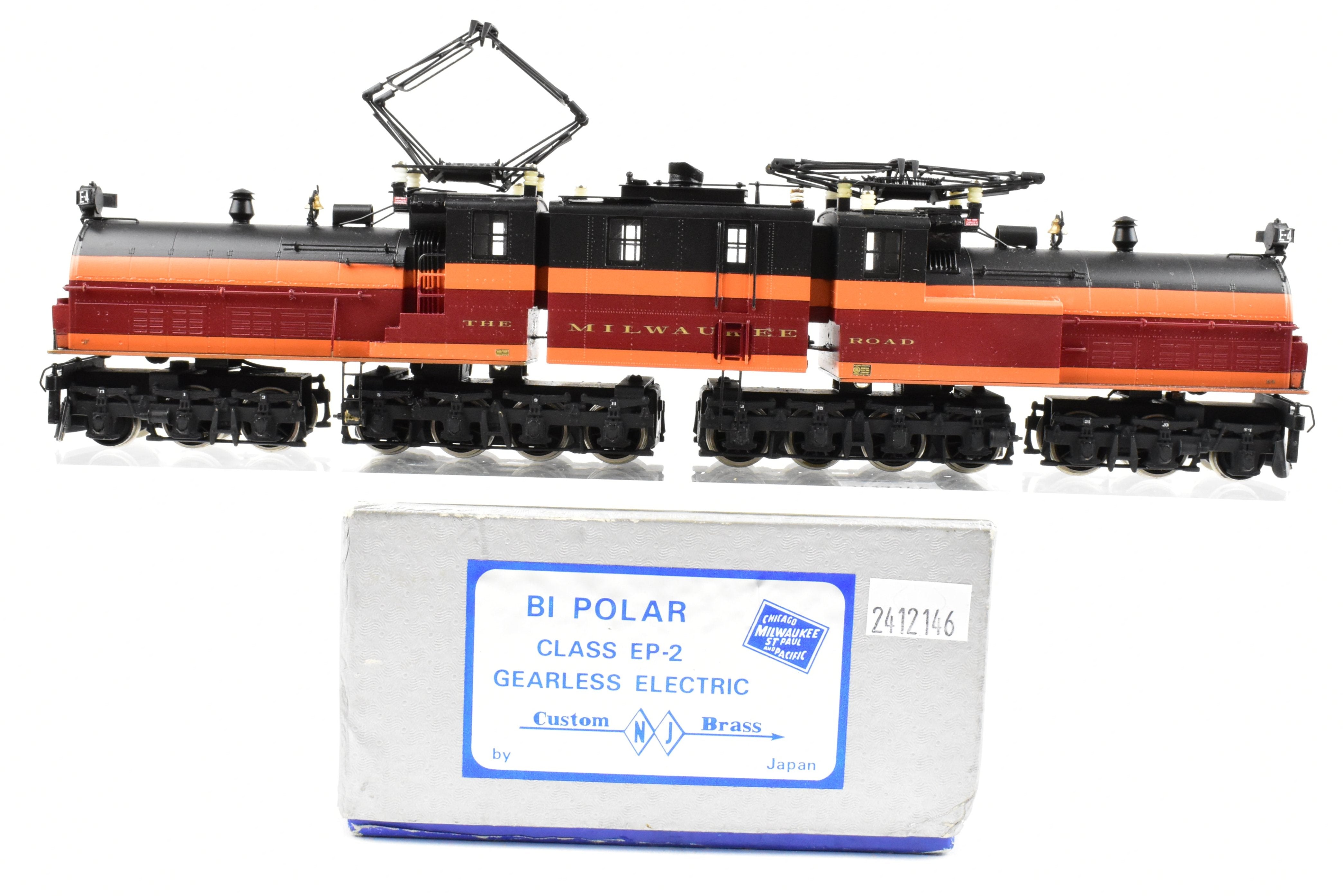 HO Scale Brass NJ Custom Brass Milwaukee Road EP-2 BI-Polar Gearless Electric Model Train with Professional Painting, Model No. E4