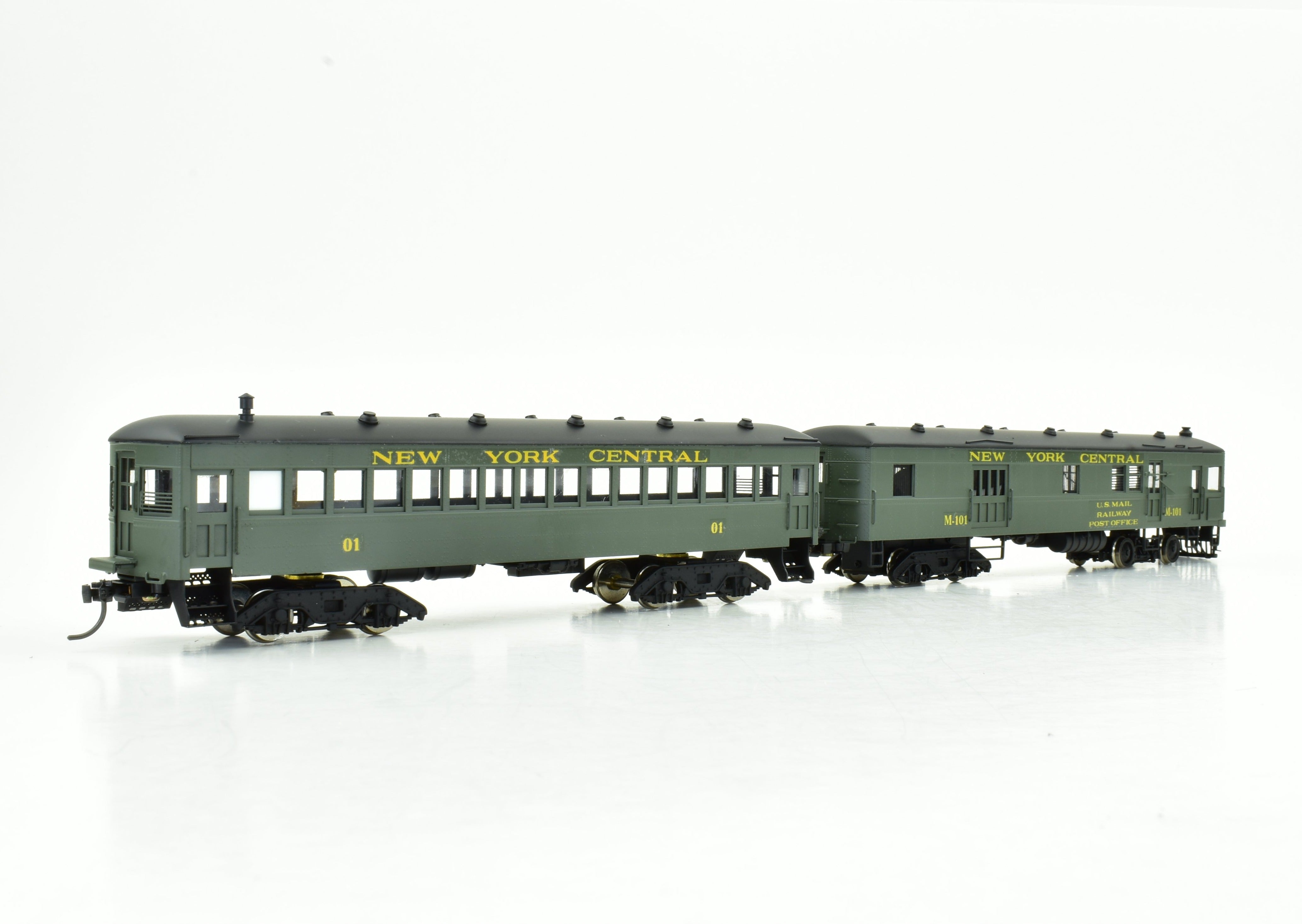 HO Scale Custom Brass Gas Motor Rail Car Set - New York Central 2 Car Set by Brass NJ Custom, Built by Orion in Japan