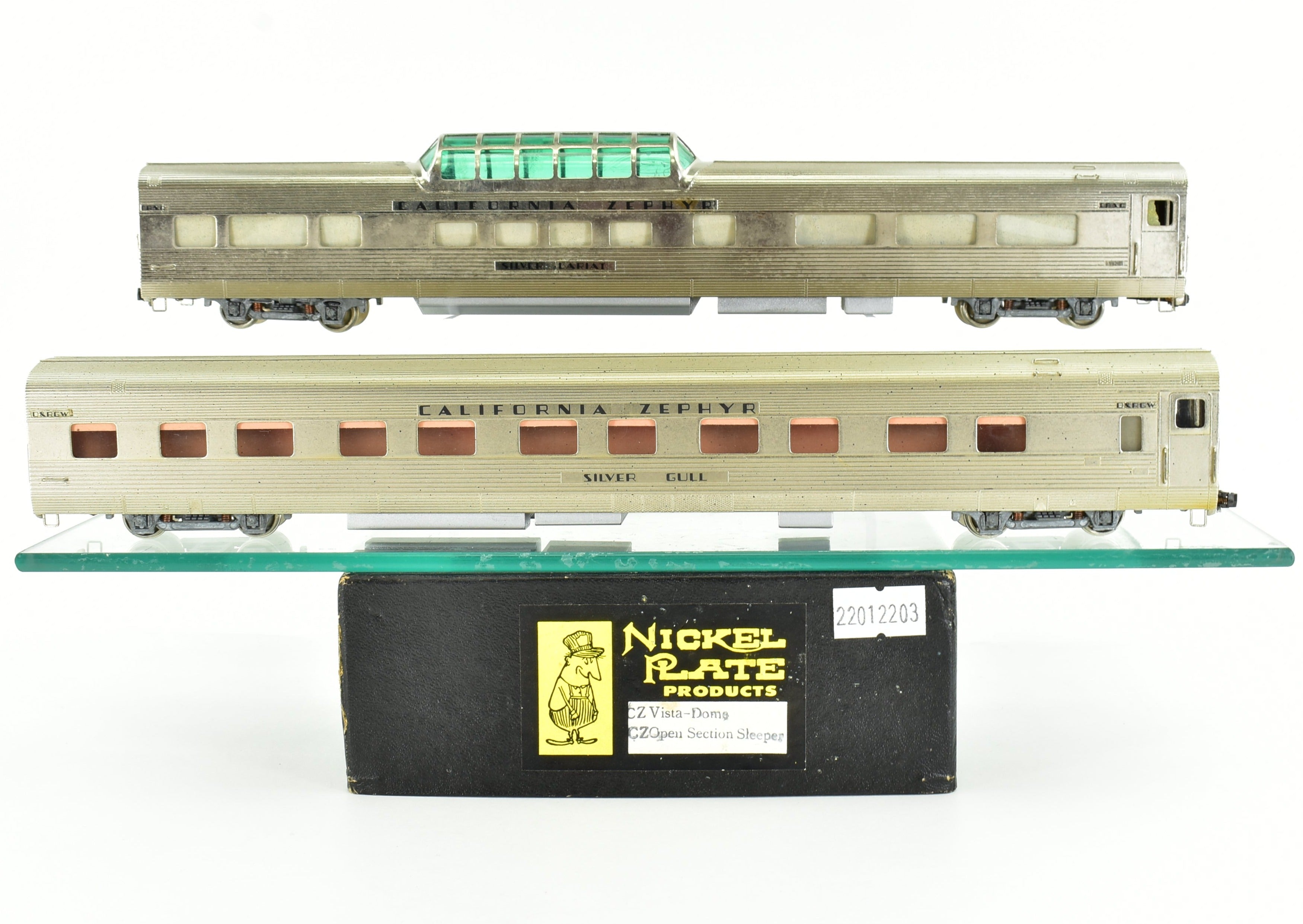 HO Scale Brass Nickel Plate Products (NPP) CB&Q - Burlington Route WP & D&RGW California Zephyr Vista Dome Open Section Sleeper Train Set Model