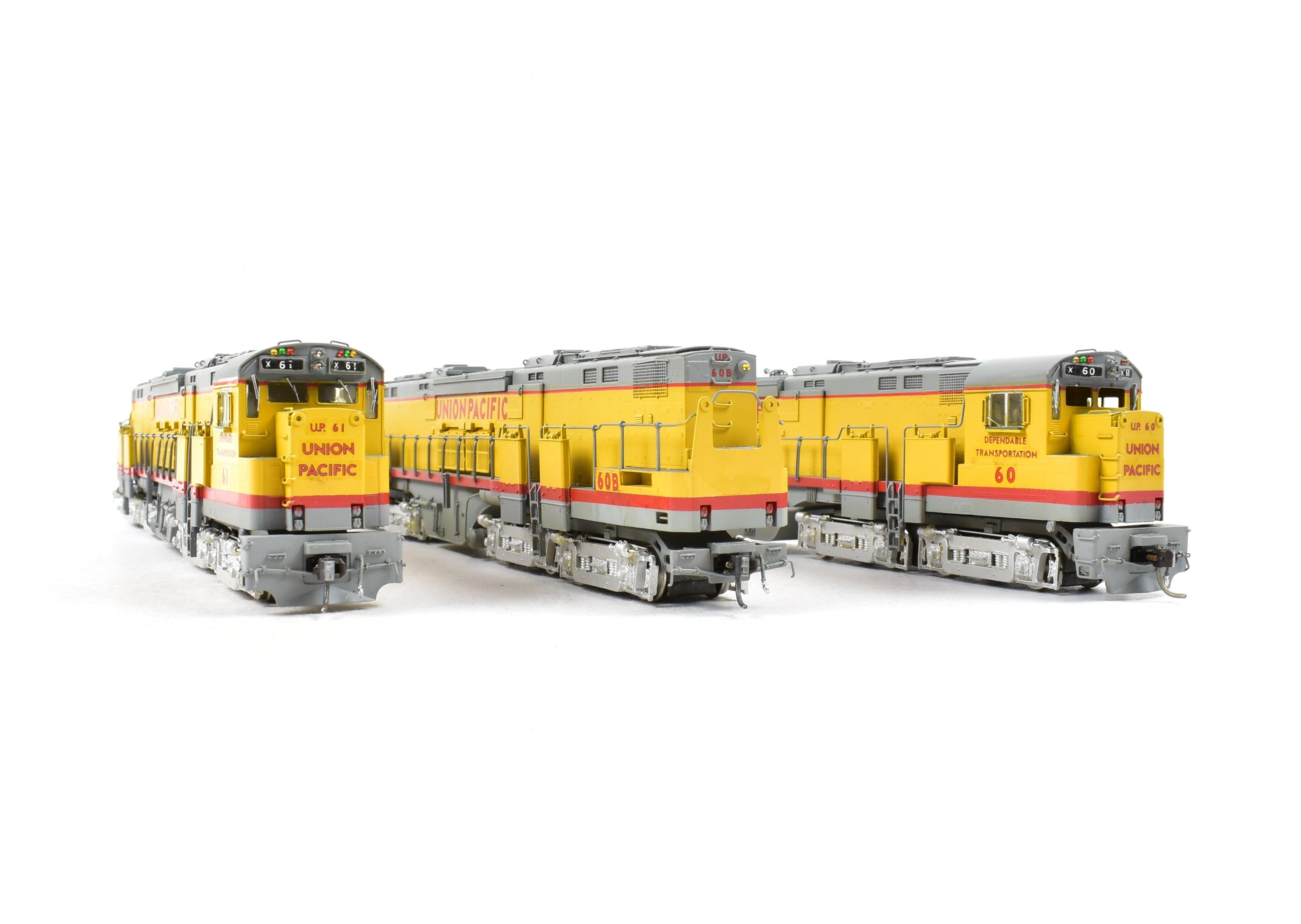 High - Quality HO Scale Brass Oriental Limited Union Pacific Alco C855 A/B/A Set with Custom Painting and Excellent Condition