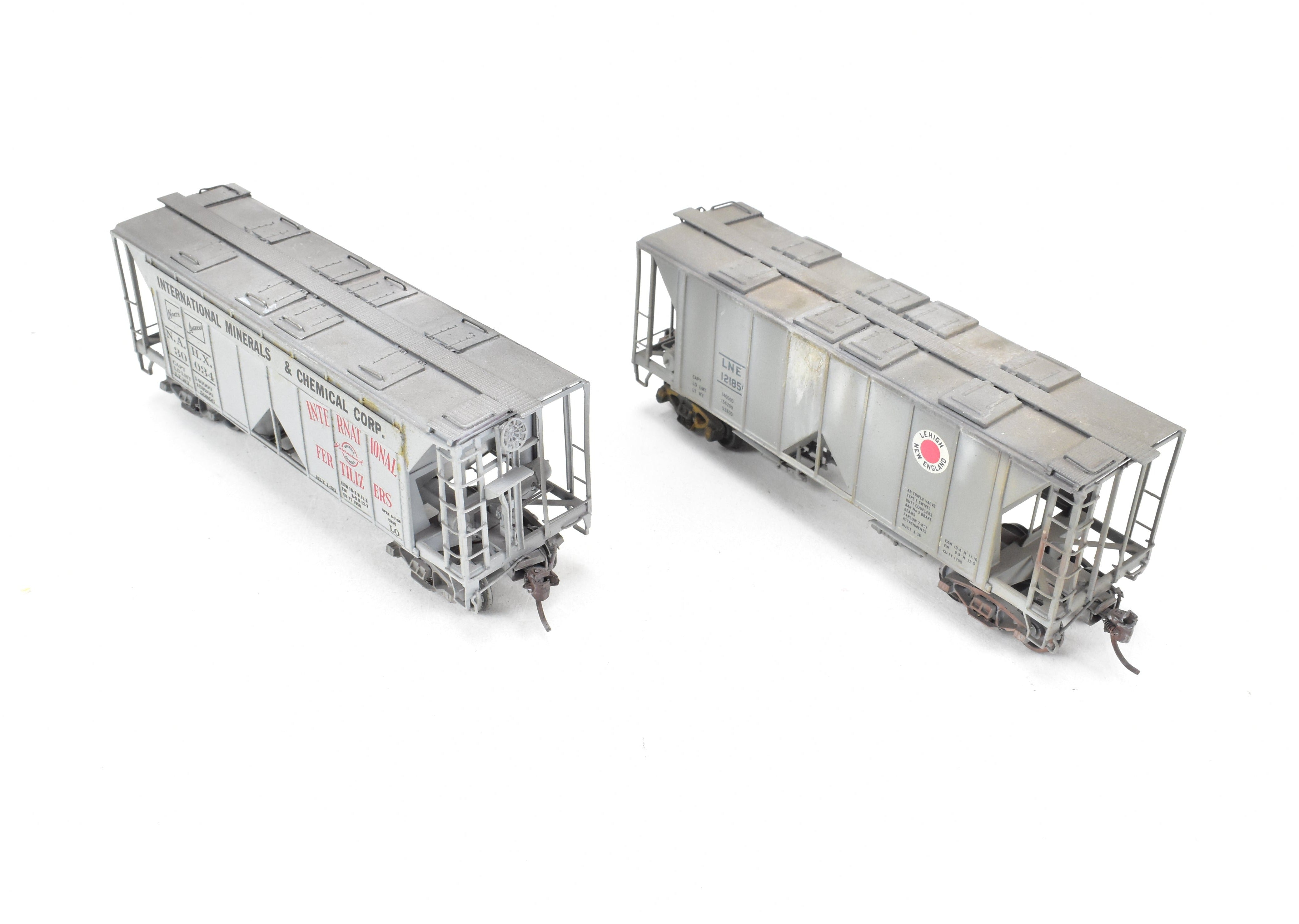 HO Scale Brass 2-Piece Lot of Custom Painted & Weathered ACF 34' Covered Hoppers