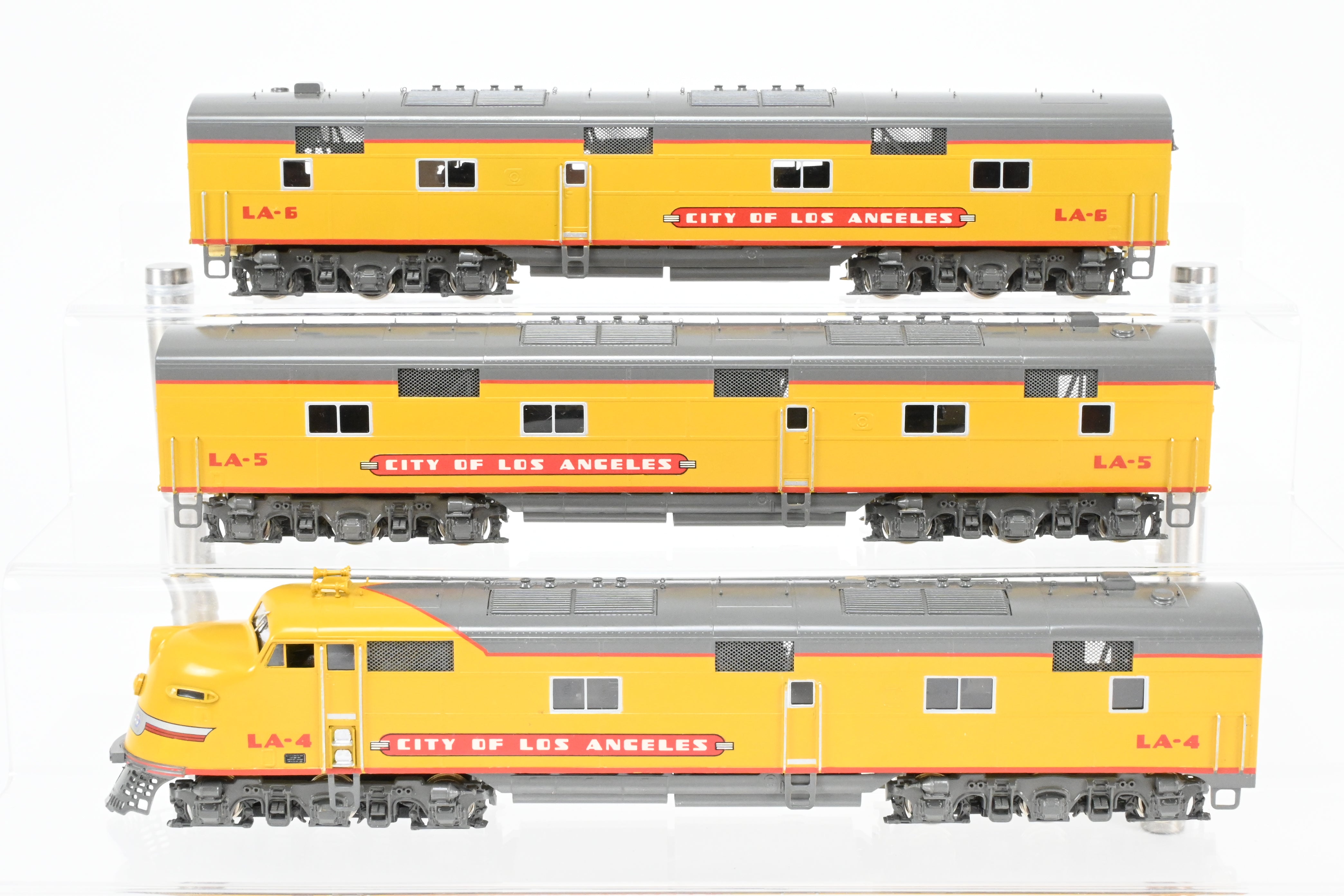 HO Scale Brass Model Train Set - Union Pacific EMD E6A/E6B/E6B 3-Unit Professionally Painted Set for the City of Los Angeles by Oriental Limited