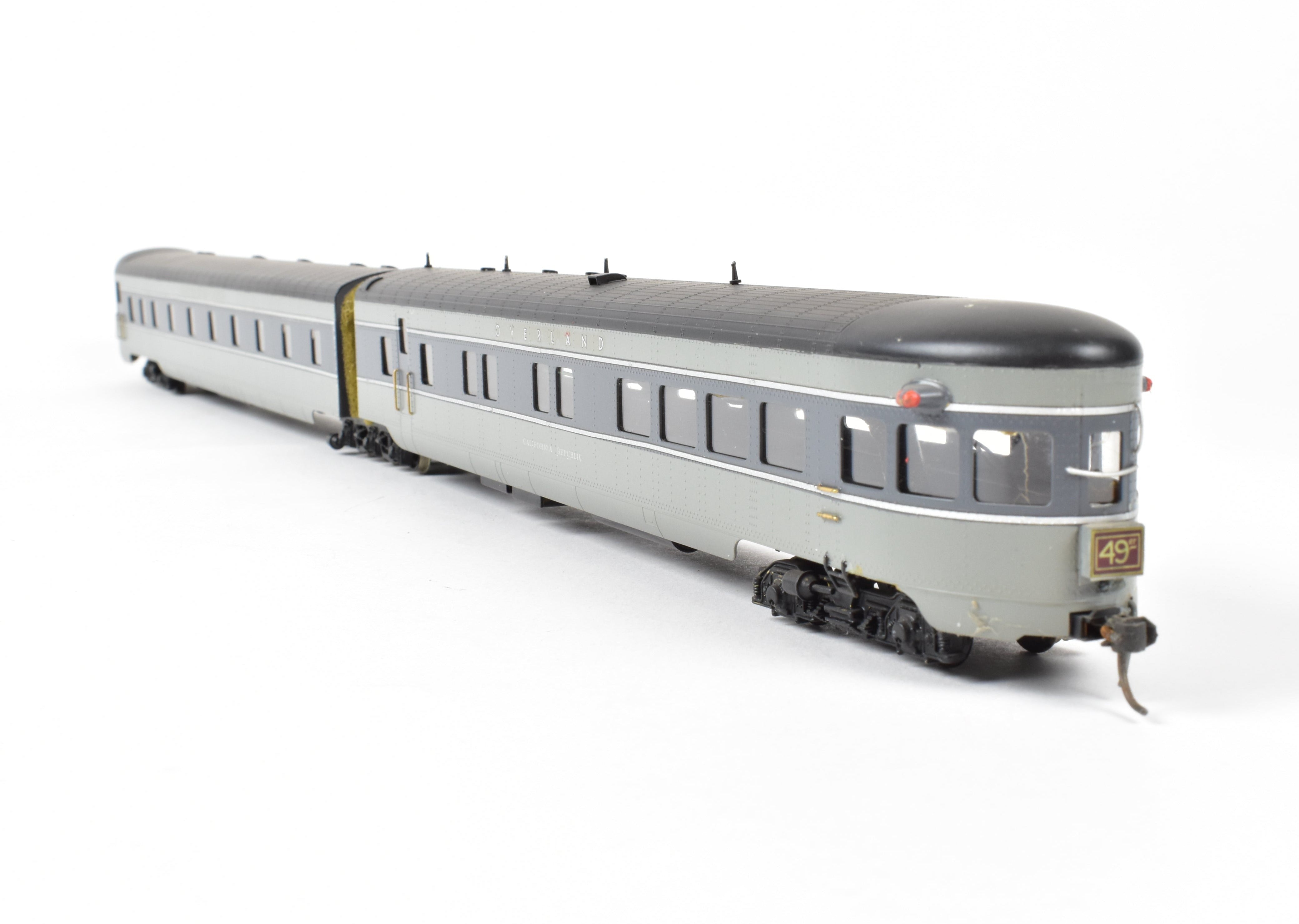 HO Scale Brass Model Train Set - Oriental Limited SP/UP/C&NW UP Union Pacific The Forty Niner 8-Car Set in Two-Tone Gray with Overland Lettering