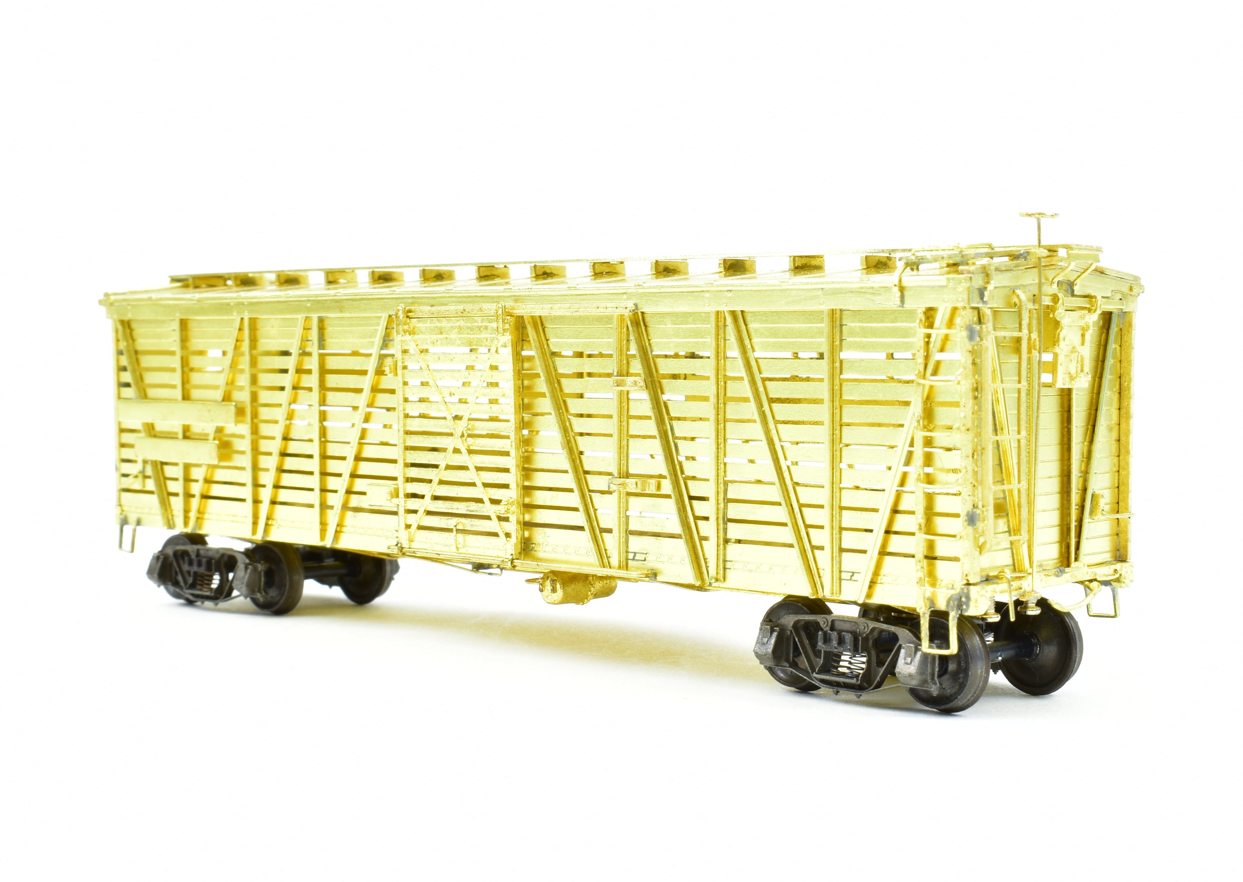 HO Scale Brass ATSF - Santa Fe Sk - R Stock Car with Kadee Replacement Trucks