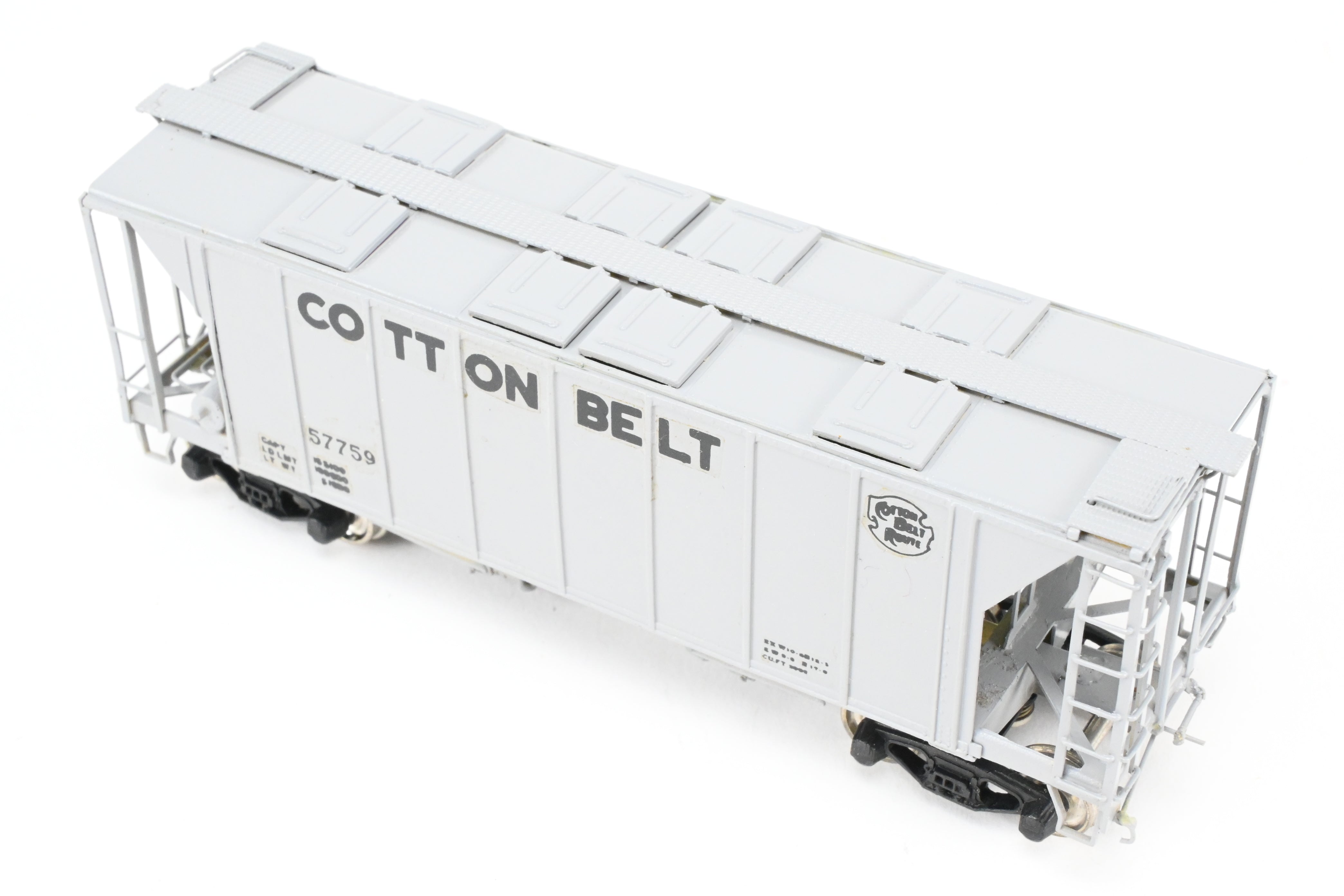 HO Brass Sunset/ACF Cotton Belt Grey Custom-Painted 70-Ton Covered Hopper #57759