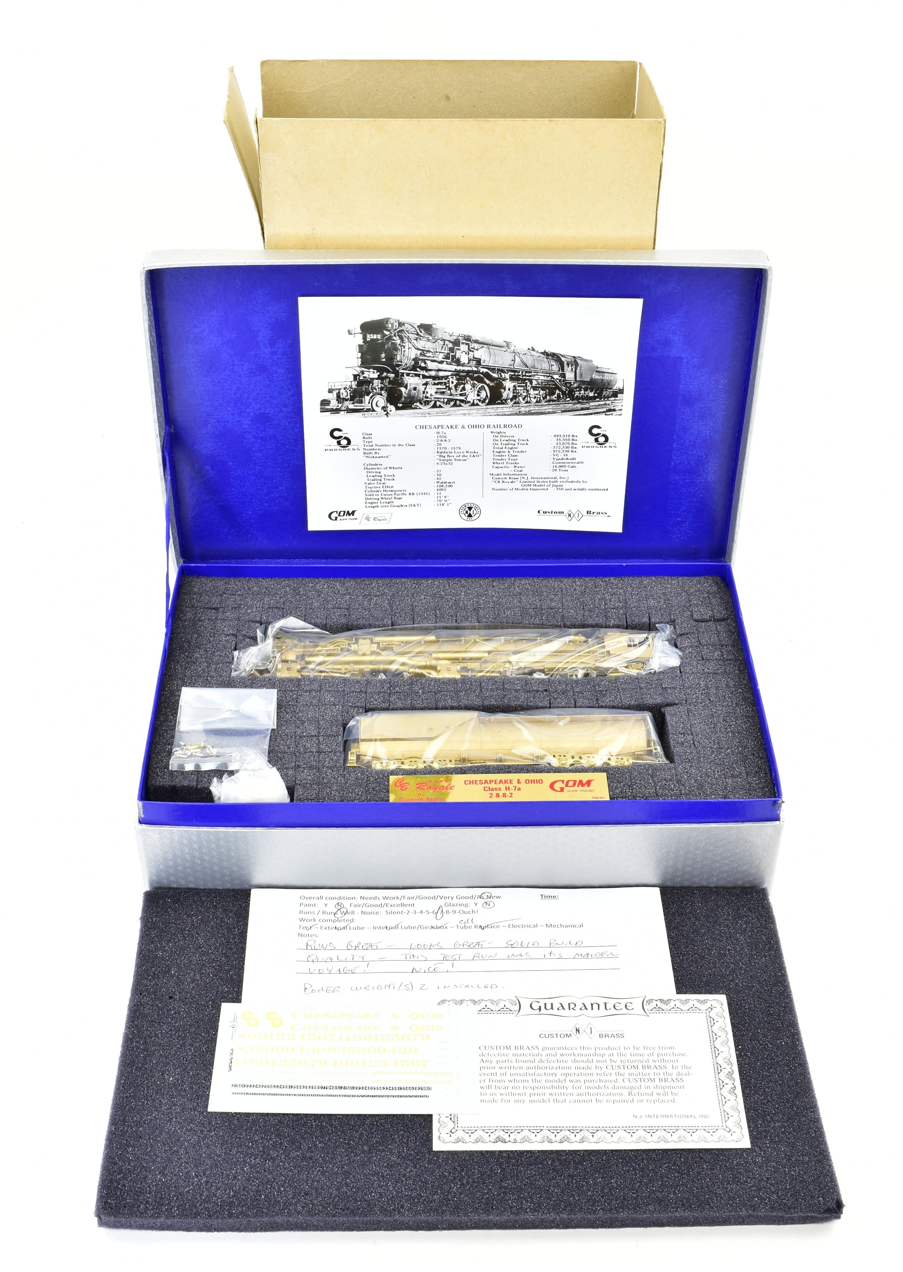 HO Scale Royale Series Custom Brass C&O Chesapeake & Ohio H-7a 2-8-8-2 Model