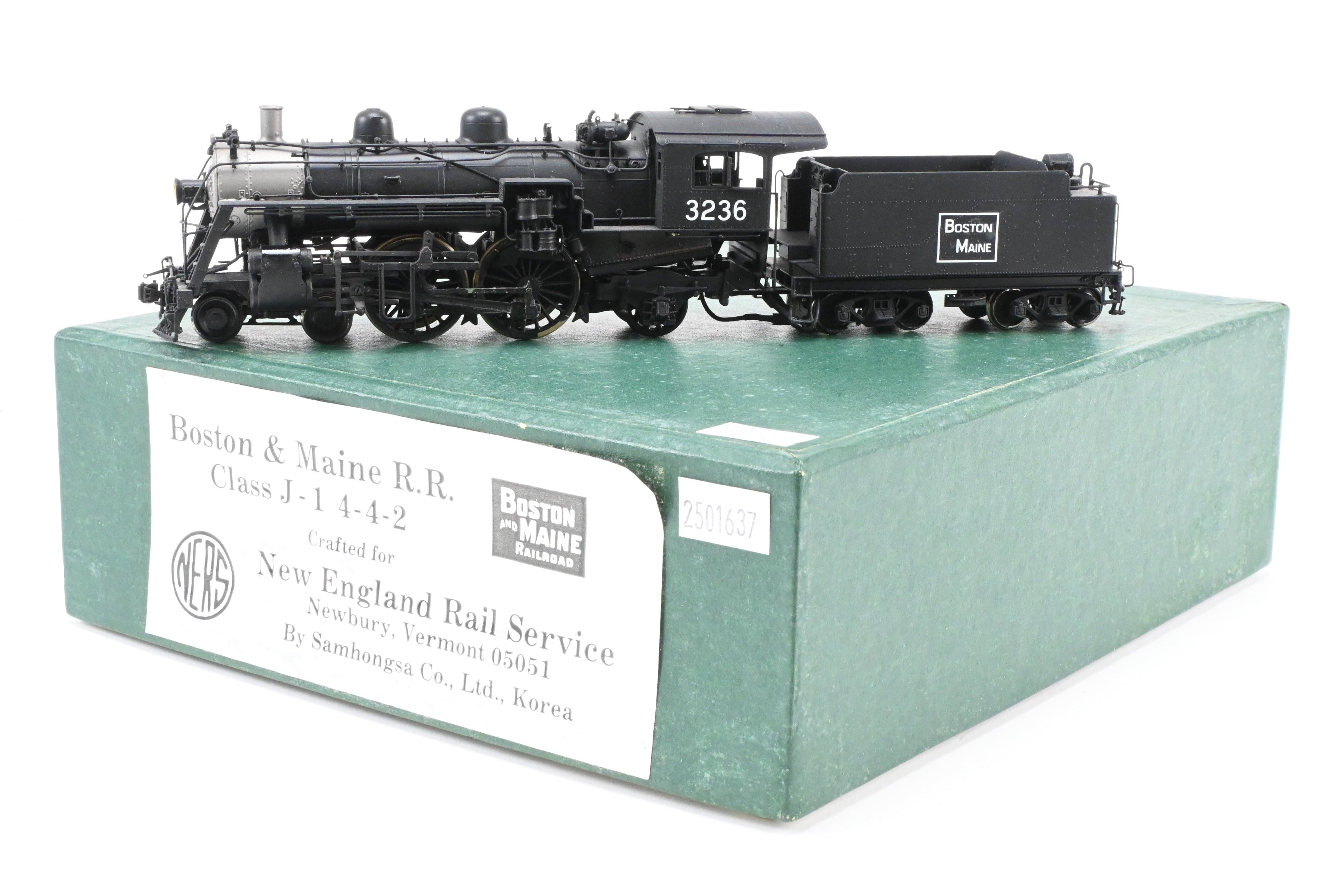 HO Scale Brass Model Train - New England Rail Service (NERS) Boston & Maine (B&M) Class J - 1 4 - 4 - 2 Atlantic Locomotive CP No. 3236