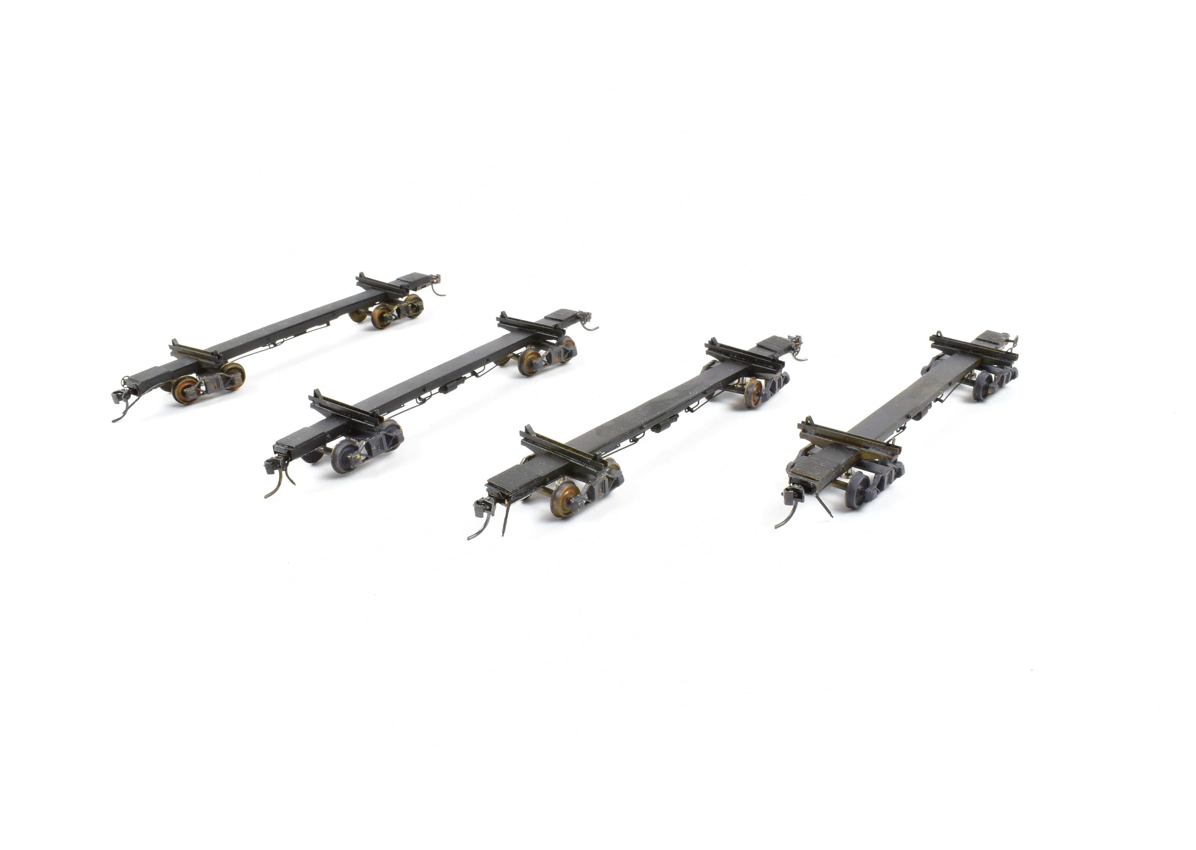HO Brass NWSL 4-Pack 50' Skeleton Log Cars with Trucks and Loads, CP