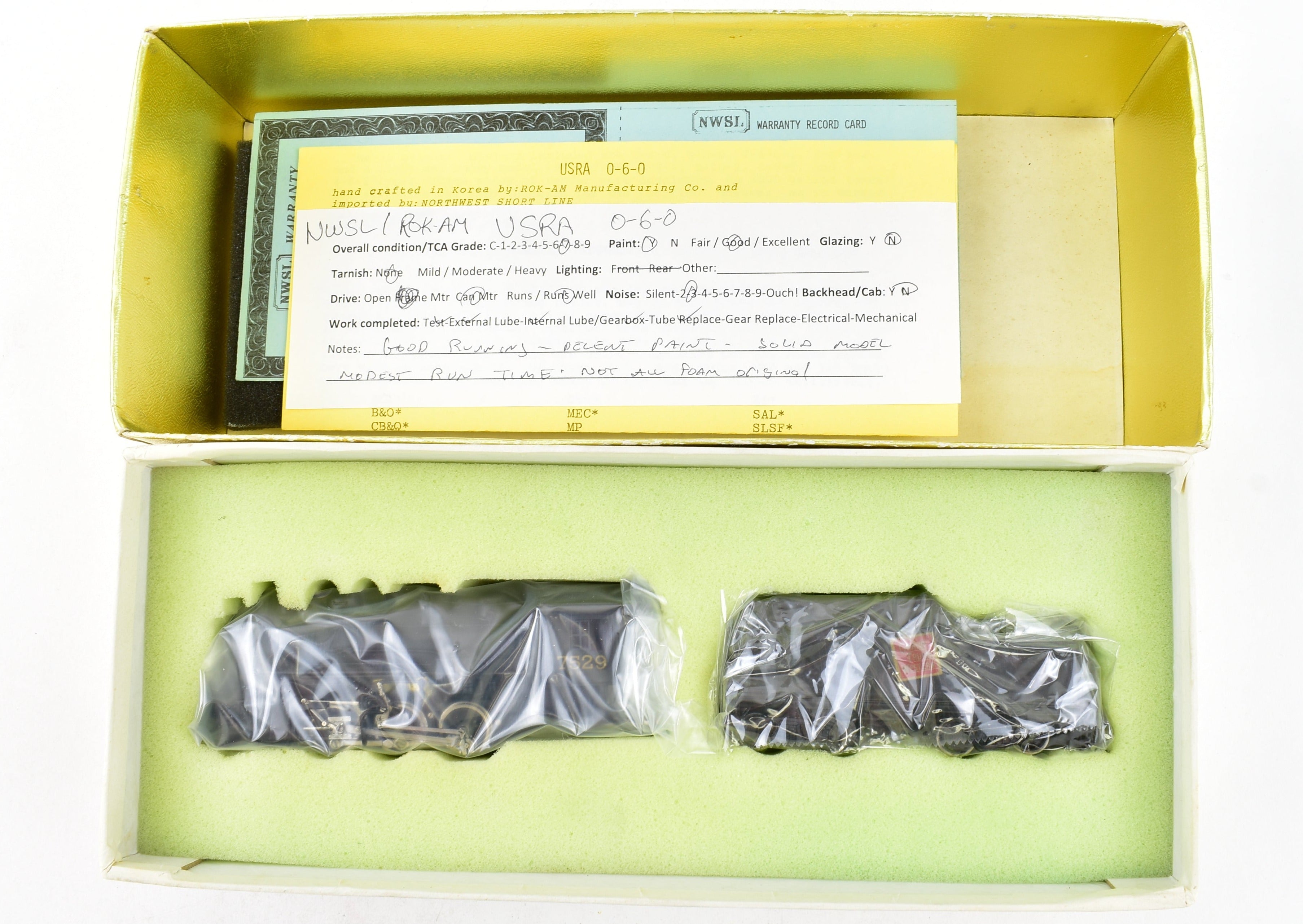 HO Scale Brass Model Train - NorthWest Short Line USRA 0-6-0 Custom Painted and Detailed to Resemble Grand Truck Western