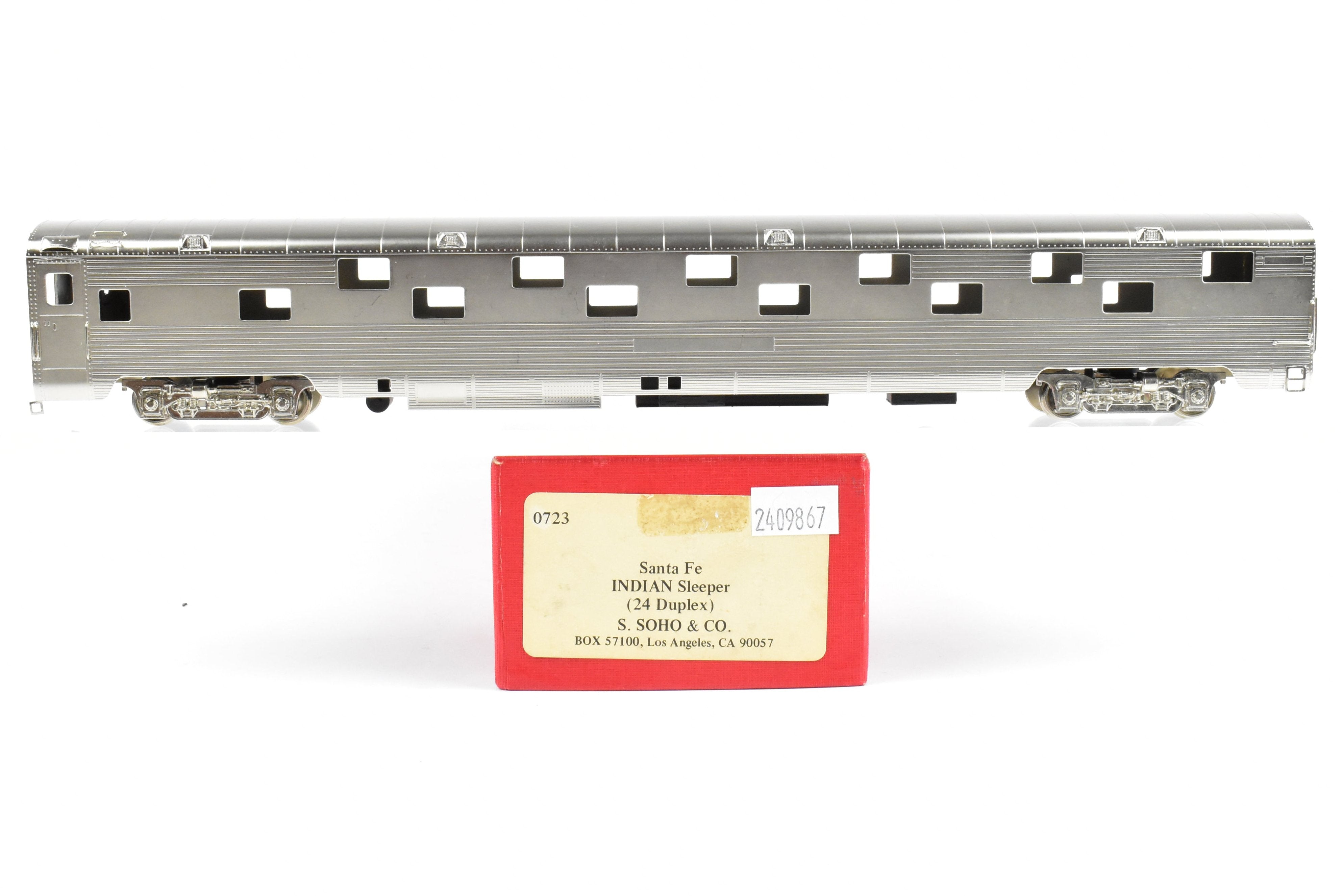 HO Scale Brass Soho ATSF - Santa Fe Pullman Standard Indian Series 24 Duplex Sleeper Model Train Car