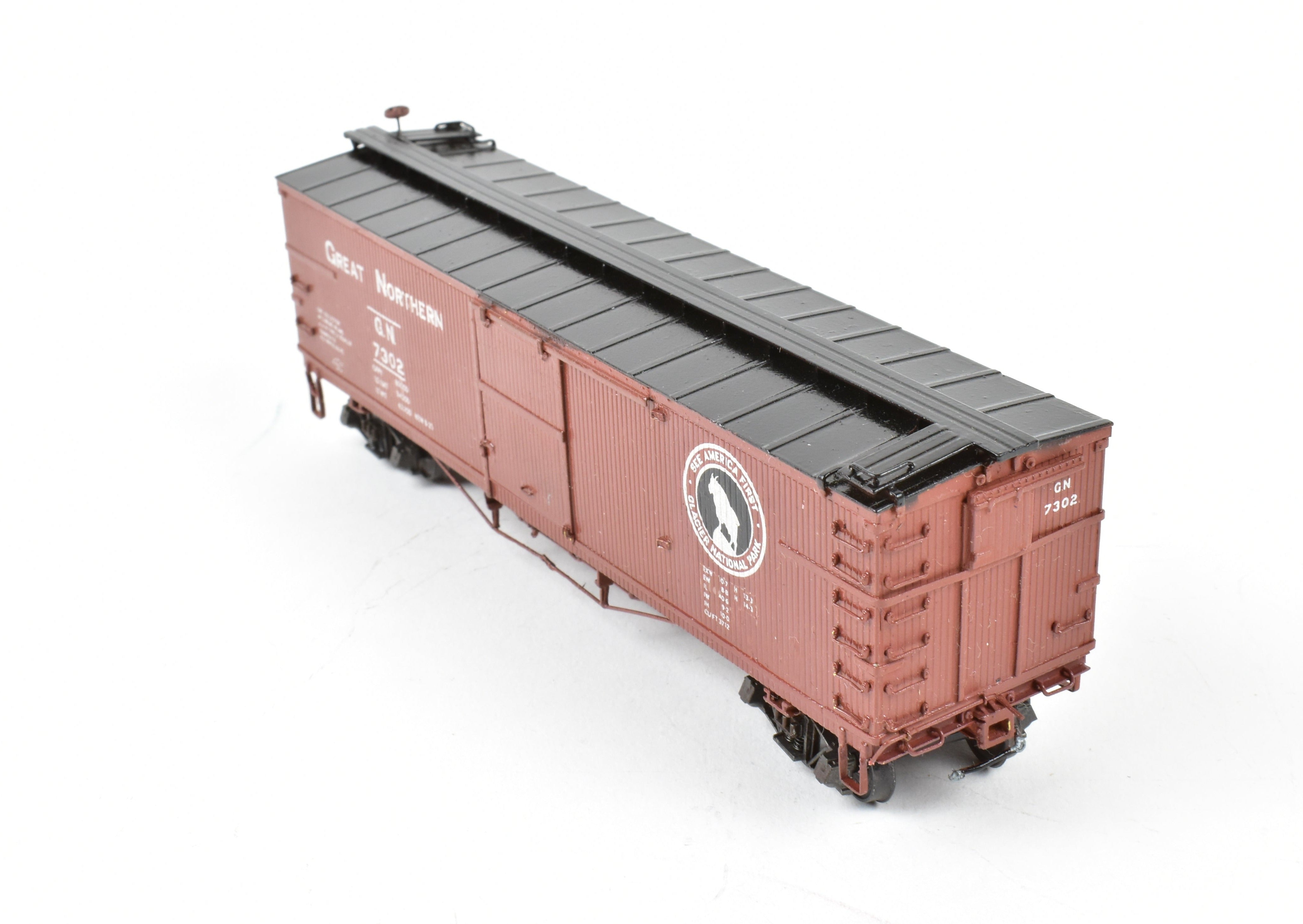 HO Scale Brass Nickel Plate Products (NPP) Great Northern (GN) 40-Foot Boxcar with AB Brake System, Custom Painted Model No. 7302