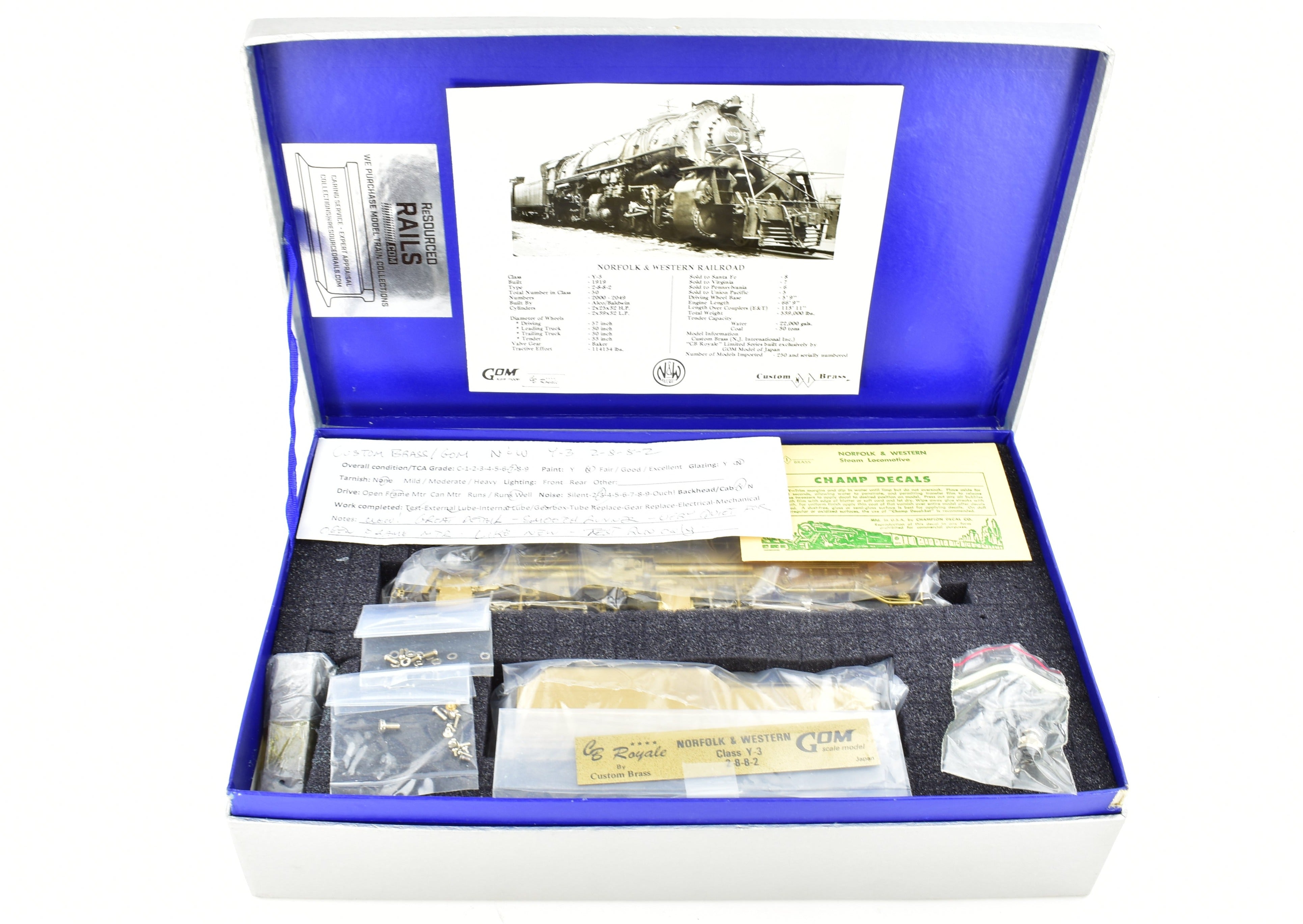 HO Scale Brass NJ Custom Norfolk & Western Class Y-3 2-8-8-2 Model