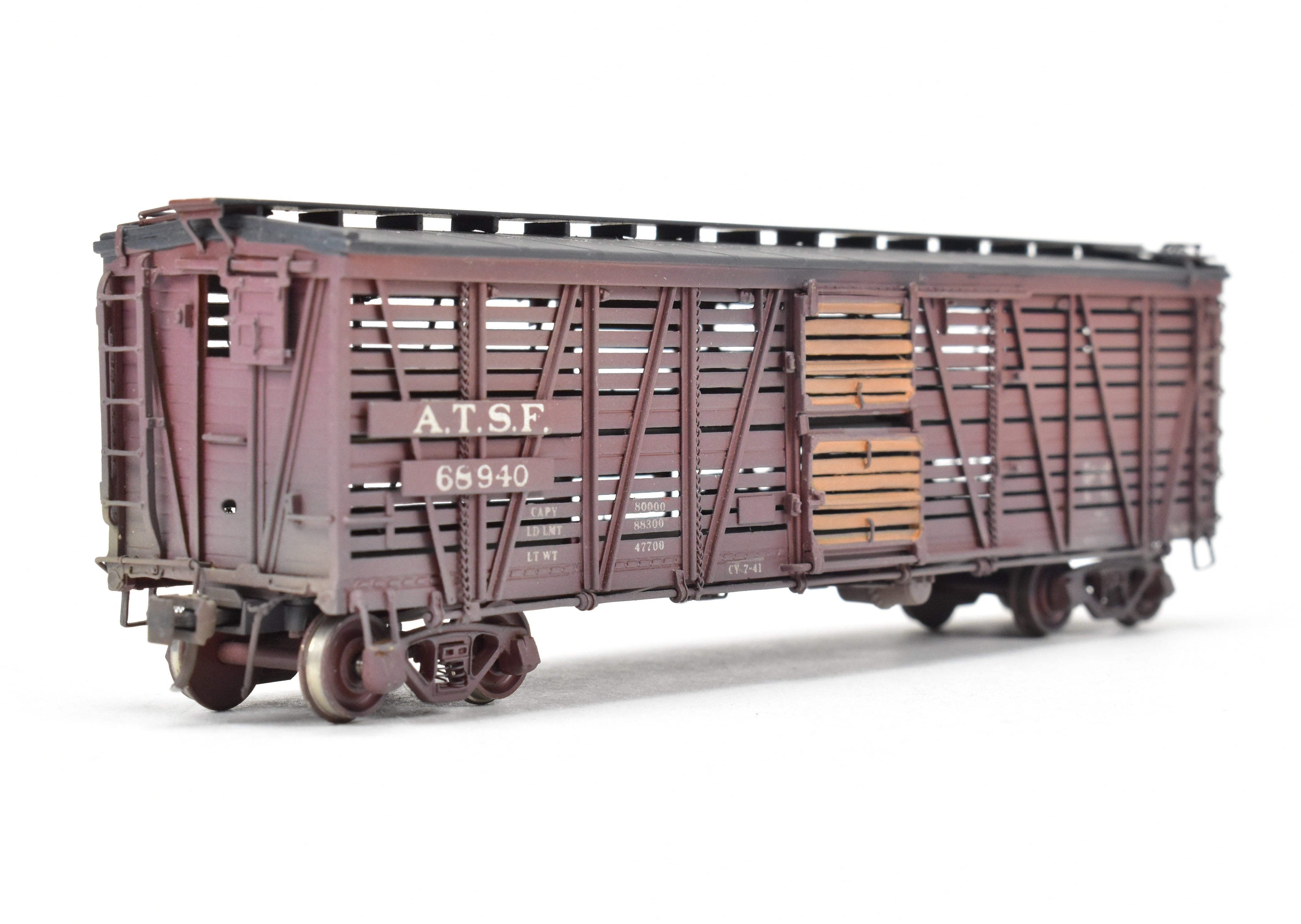 HO Scale Brass ATSF - Santa Fe SK - S Stock Car with Custom Weathering by Pecos River