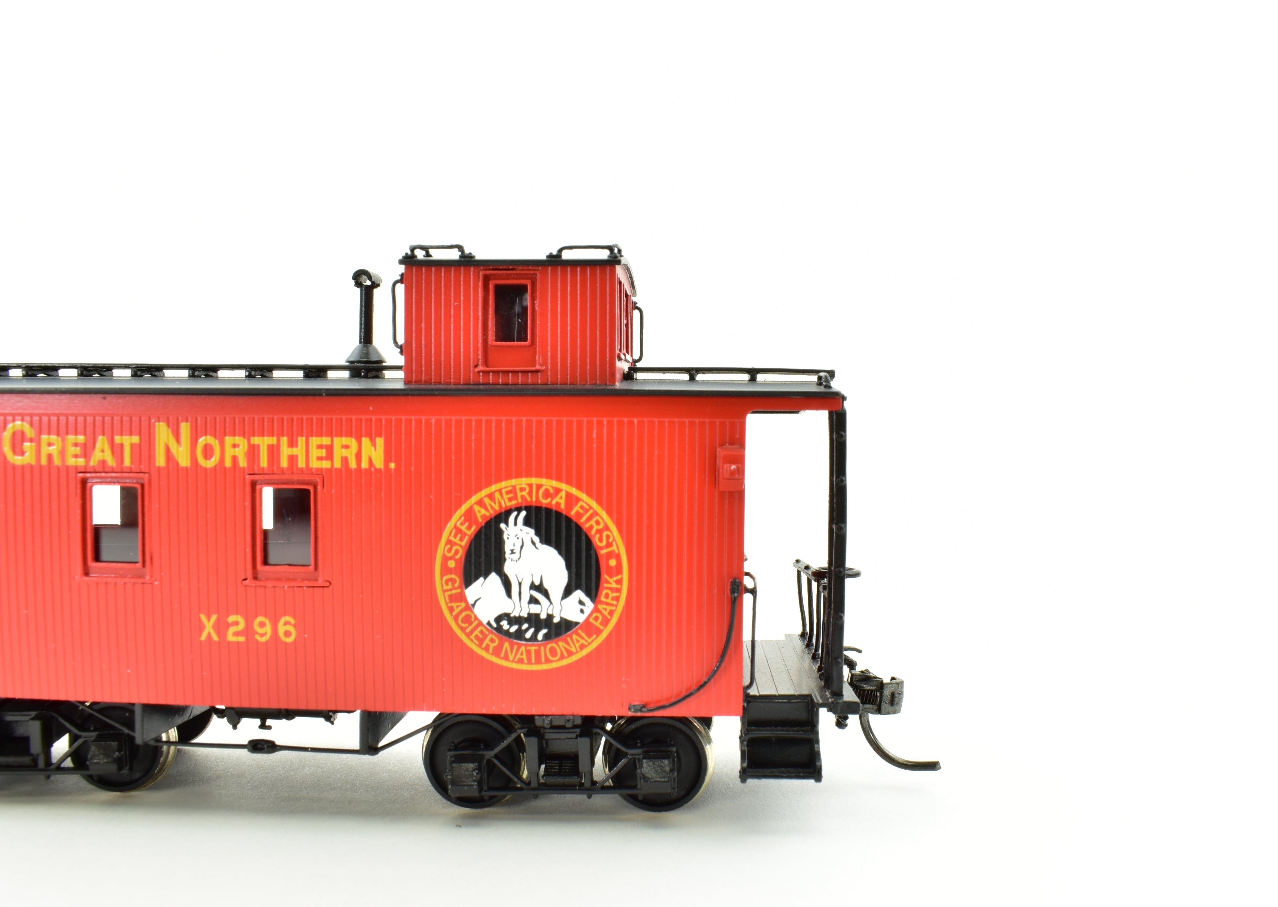 HO Scale Brass Model Train NBL - North Bank Line GN - Great Northern 25 - Foot Truss Rod Caboose FP Number X296