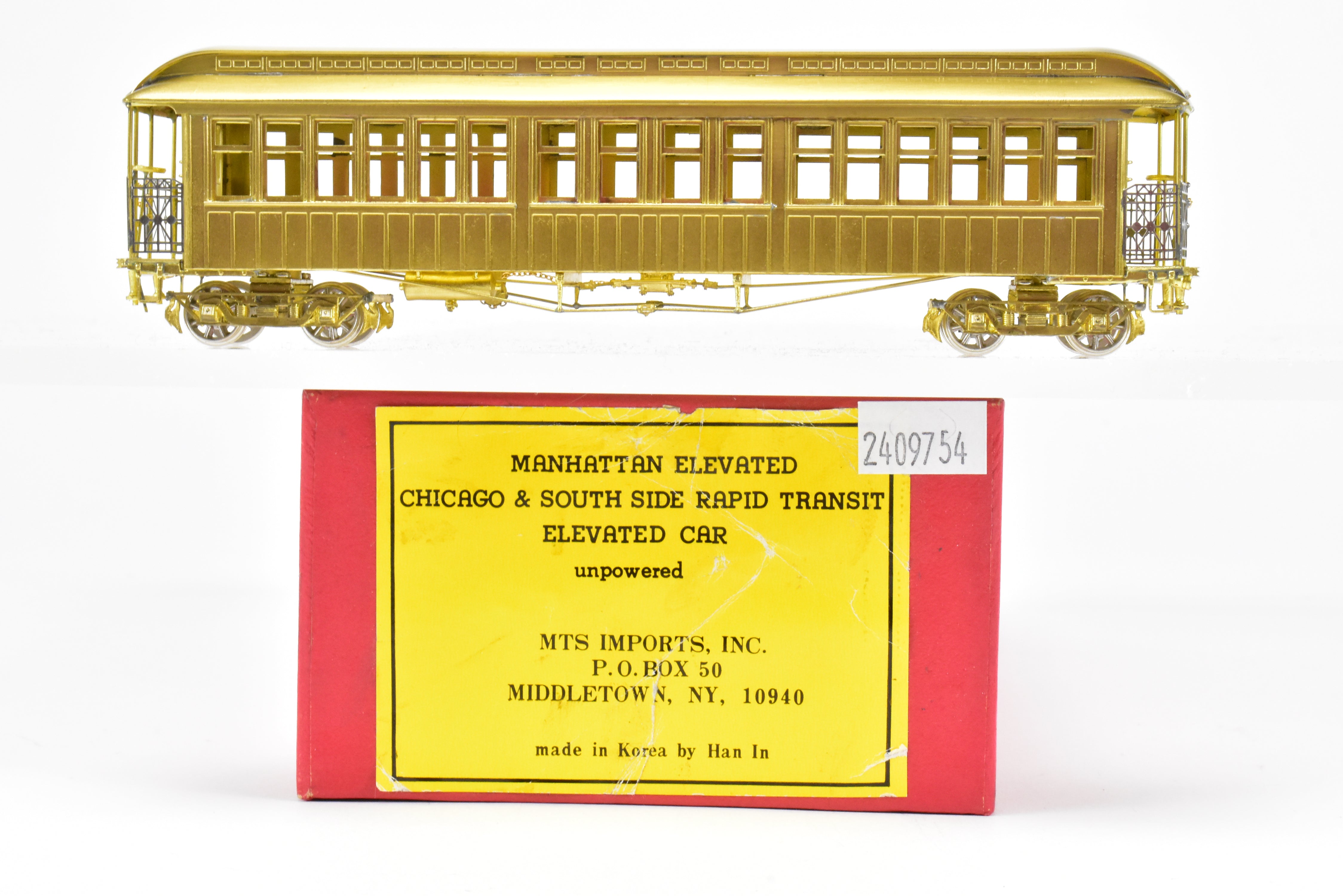 HO Brass MTS Imports Manhattan Elevated & C&SSRT Unpowered Elevated Car, Like New