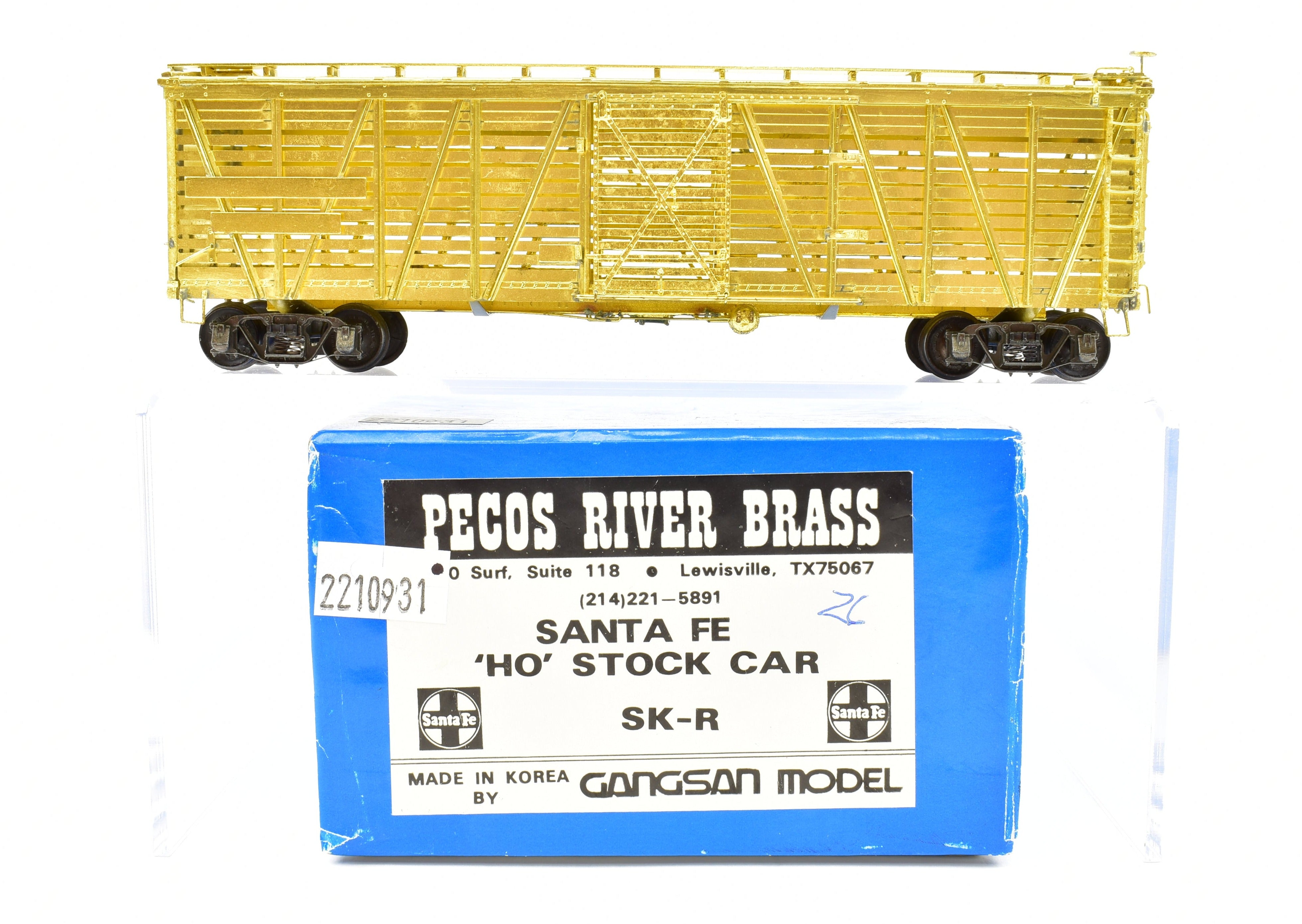 HO Scale Brass ATSF - Santa Fe Sk - R Stock Car with Kadee Replacement Trucks