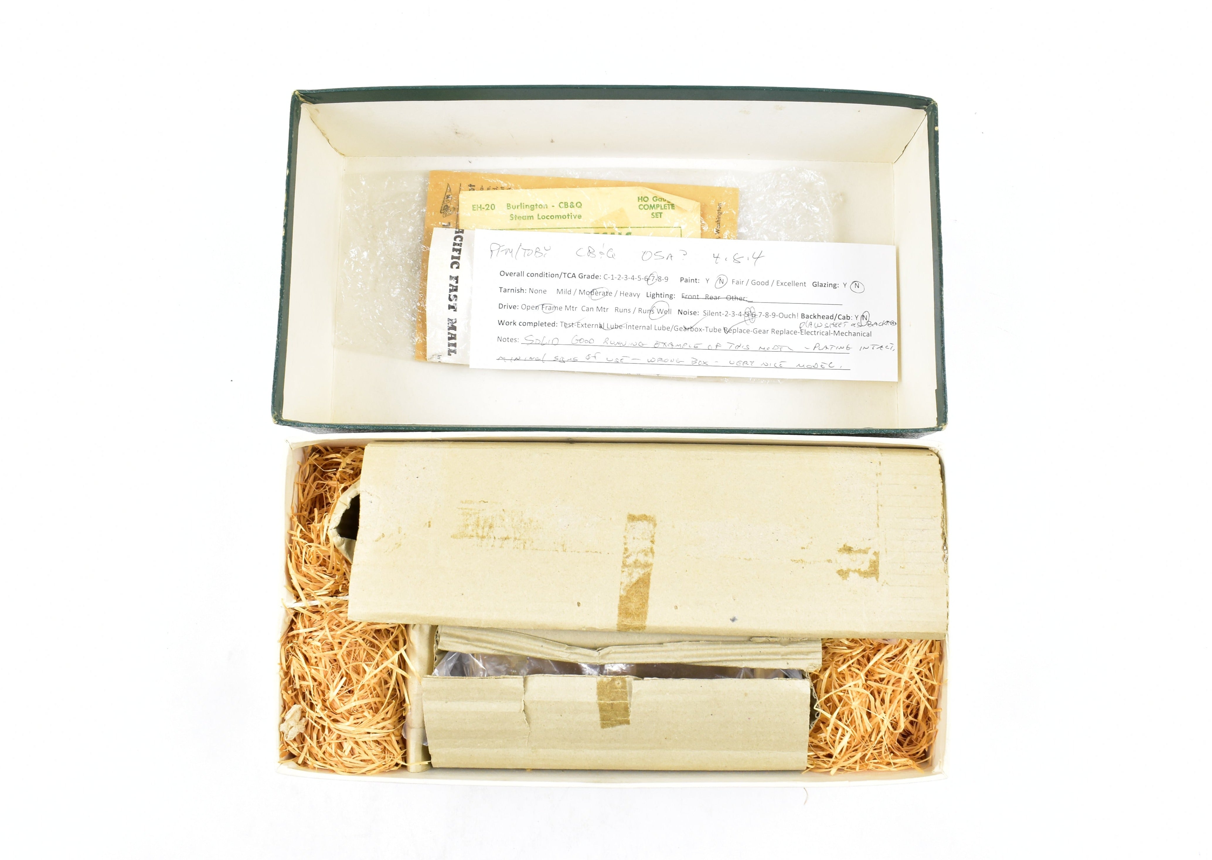 High - Quality HO Scale Brass Pacific Fast Mail (PFM) Model Train - Toby CB&Q - Burlington Route 4 - 8 - 4 Class O - 5, 1963 Run Crown Edition
