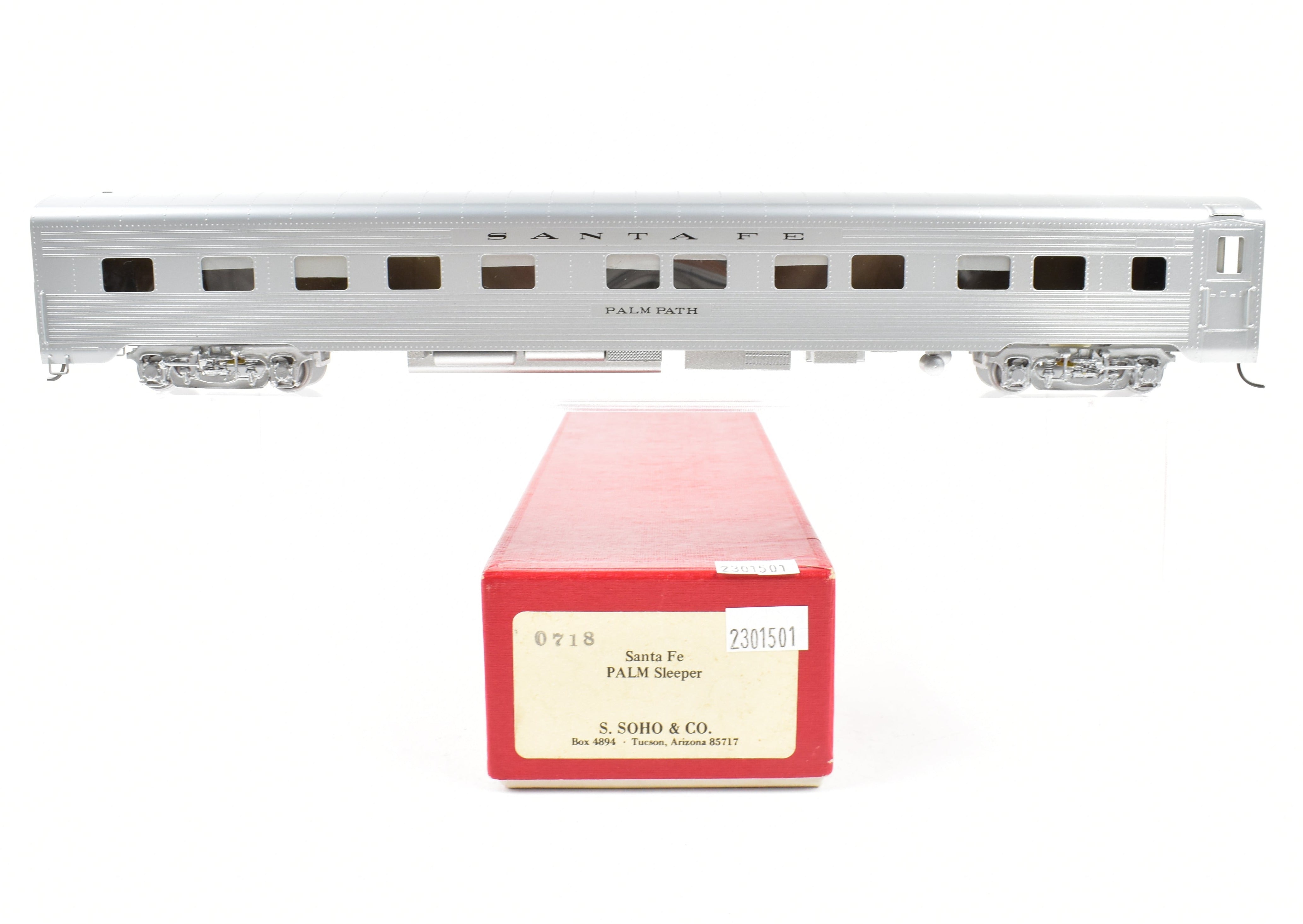 HO Scale Brass Soho ATSF - Santa Fe Palm Series Luxury Sleeper Car with Custom Finished Palm Path Design