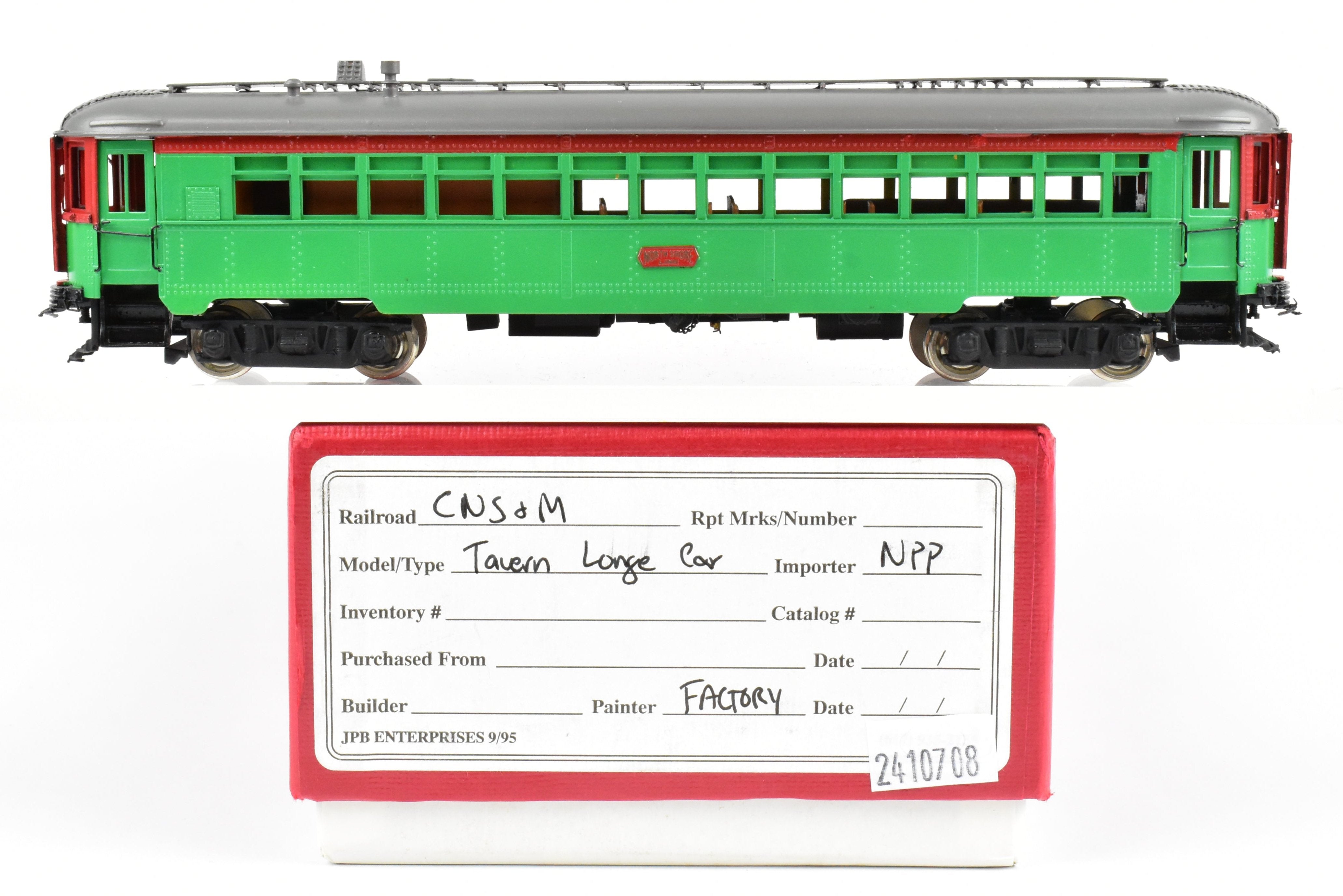 HO Brass Nickel-Plated North Shore Line Tavern Lounge Car No. 415 Factory Painted