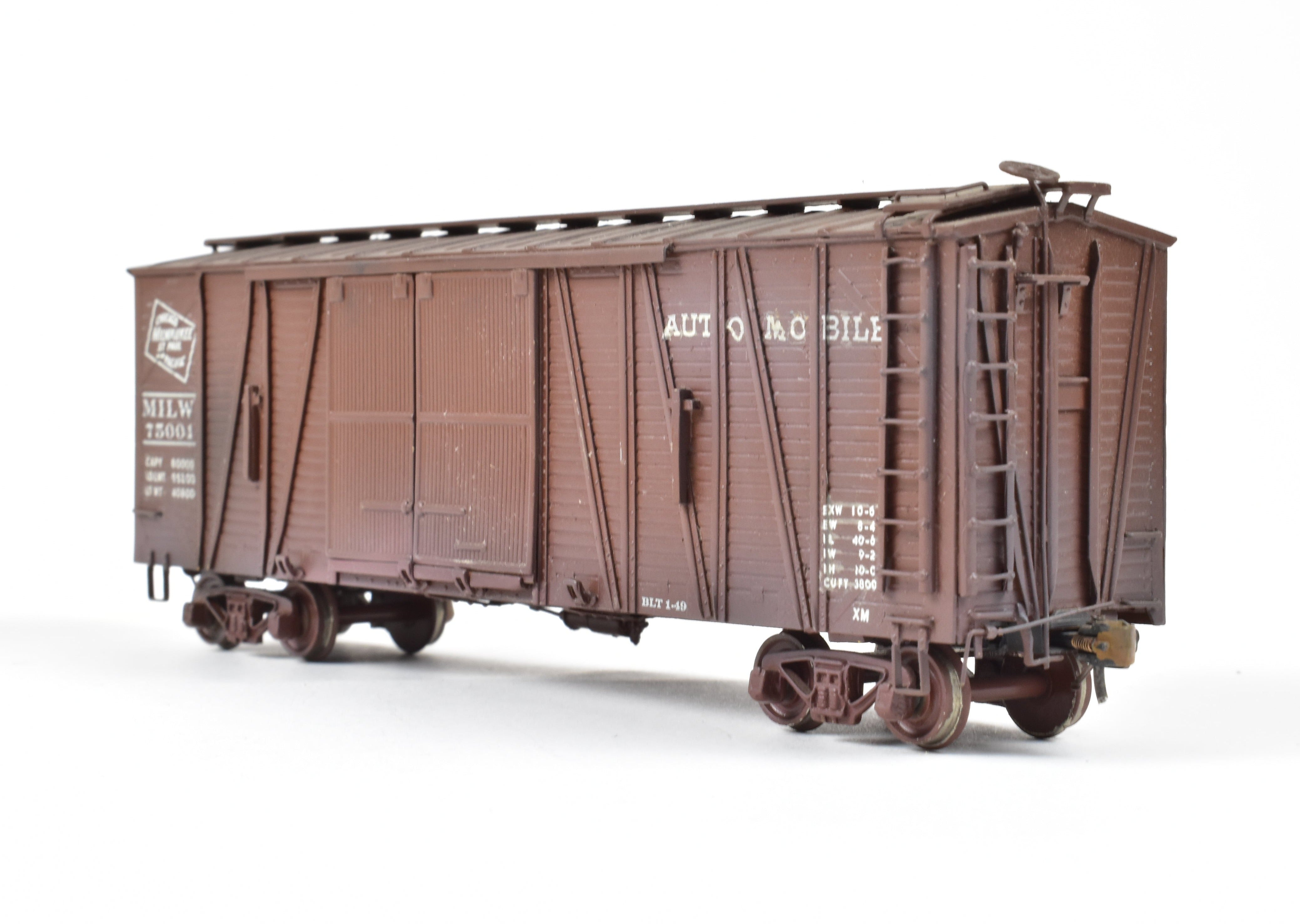 Custom Painted HO Brass Oriental Limited MILW - Milwaukee Road Automobile Box Car