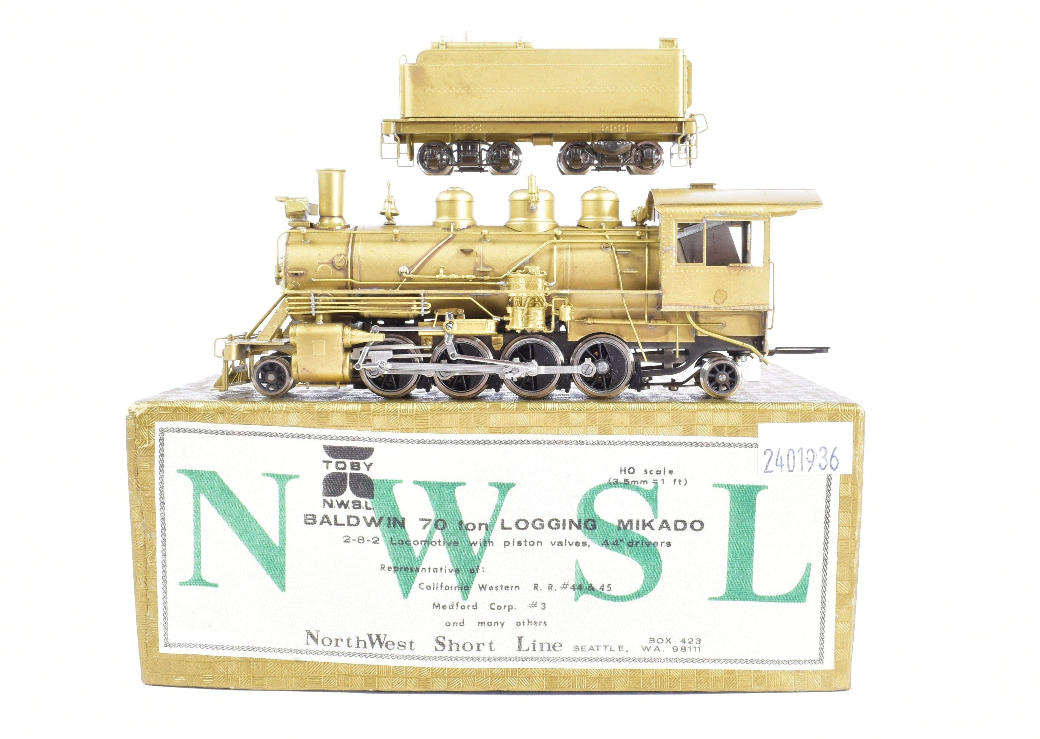 HO Scale Brass Model Train - Northwest Short Line Various Roads Baldwin 2-8-2 70-ton Logging Mikado Locomotive