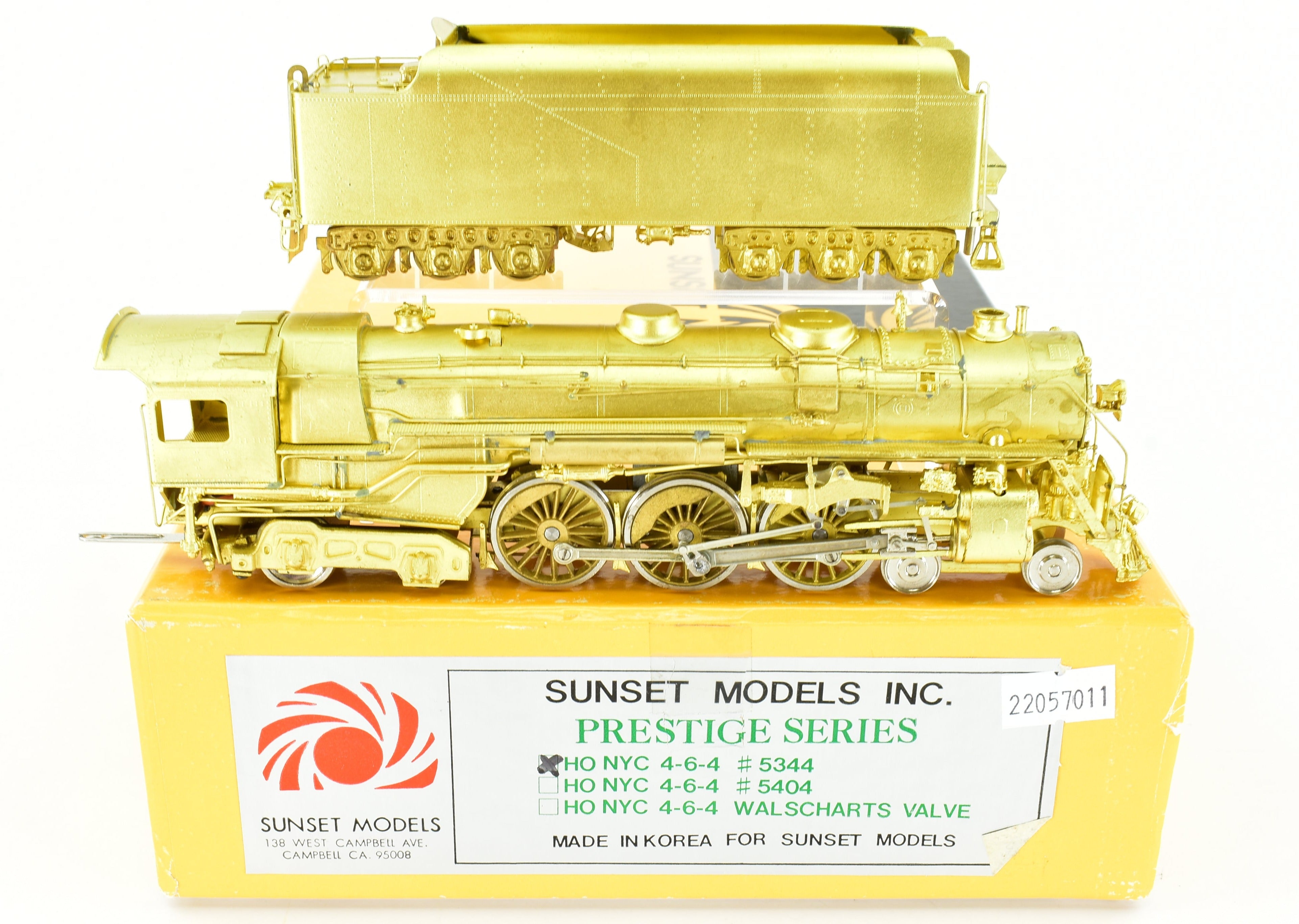 HO Brass Sunset Models NYC - New York Central J-1e 4-6-4 Hudson #5344, Well-Serviced