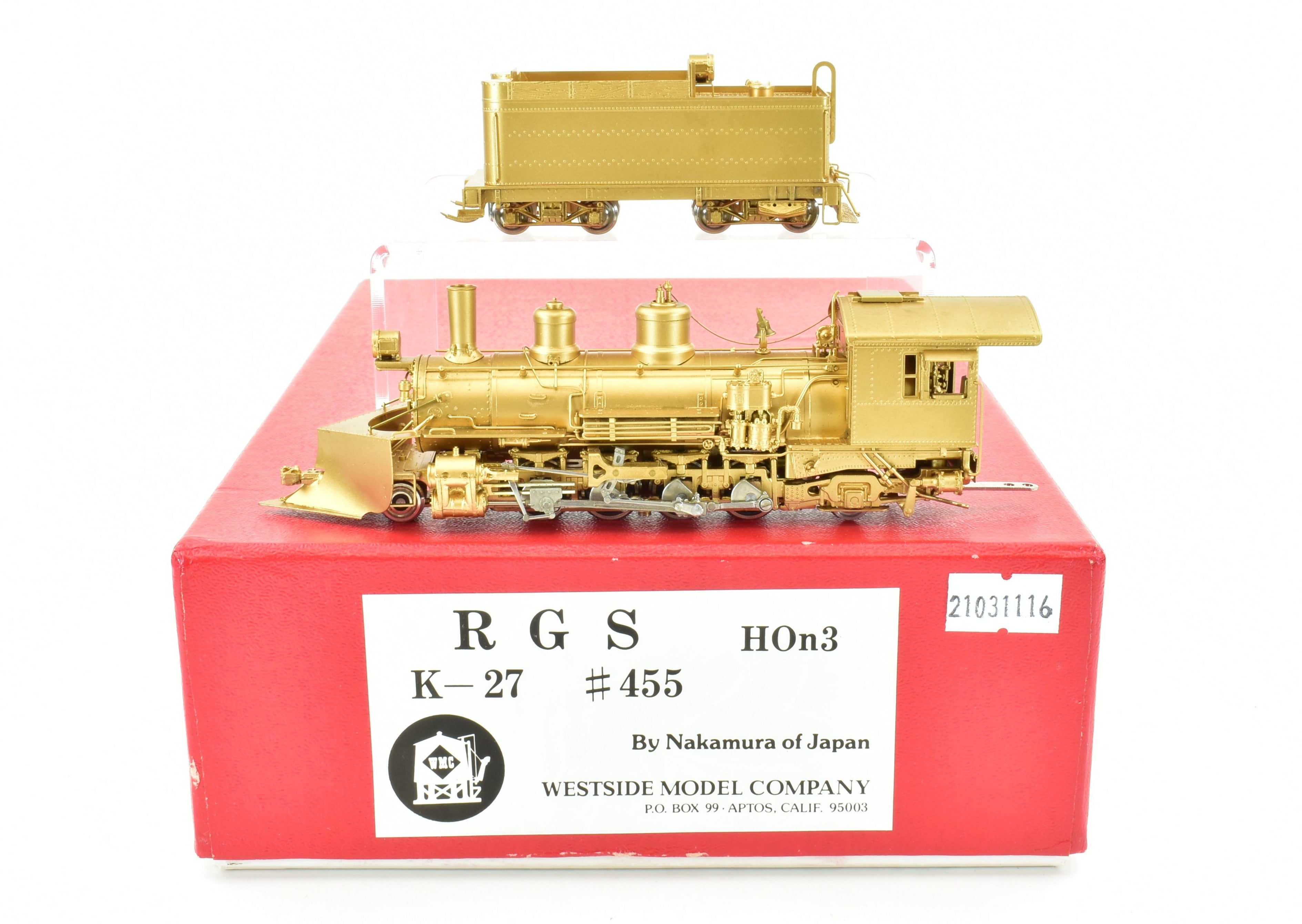 HOn3 Brass Westside Model Co. RGS Rio Grande Southern K - 27 #455 Post - Wreck Locomotive