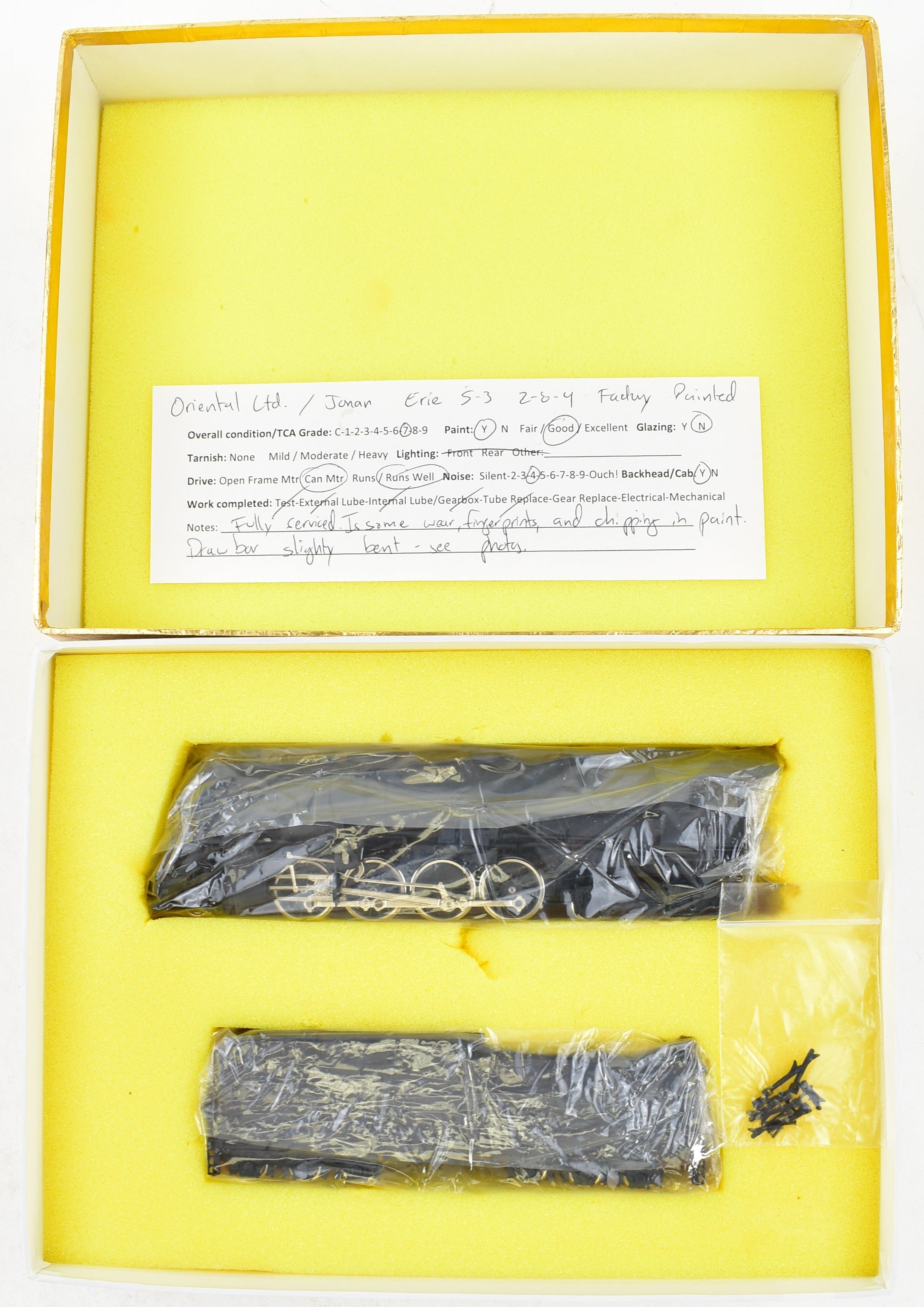 HO Scale Brass Model Train - Oriental Limited Erie Railroad S - 3 2 - 8 - 4 Locomotive with Spoked Drivers and FP Features
