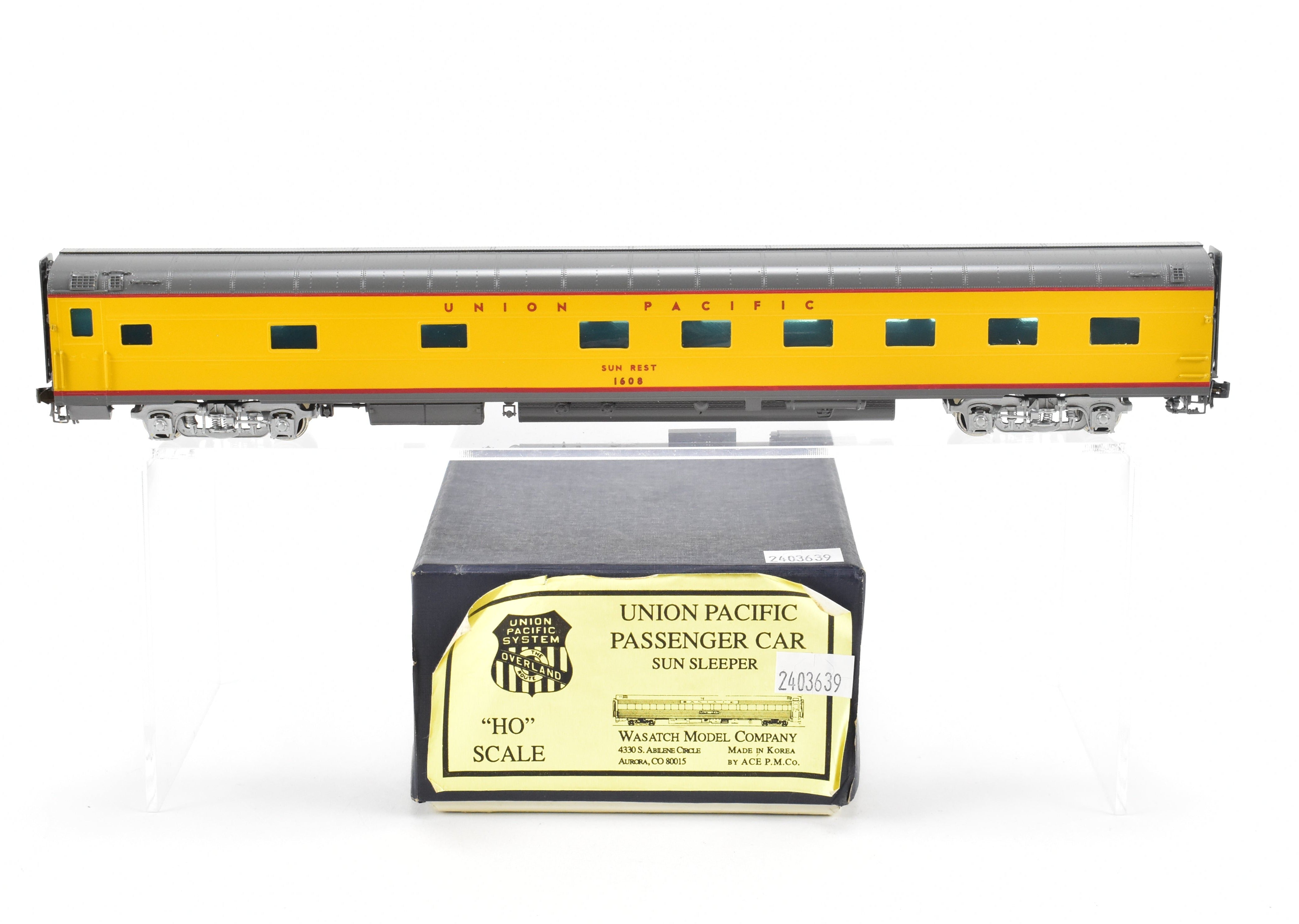 HO Scale Brass Model Train - Union Pacific Sun Series 11 - Bedroom Sleeper Car C/P #1608 by Wasatch Model Co.