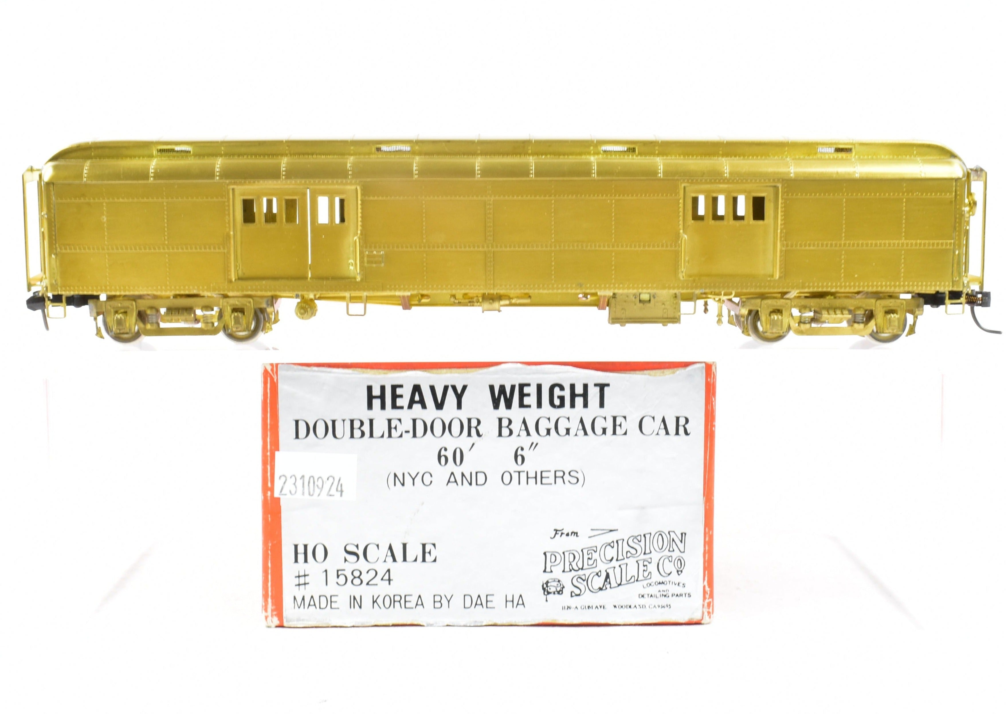 HO Scale Brass Precision 60-Foot Double Door Baggage Car by NYC