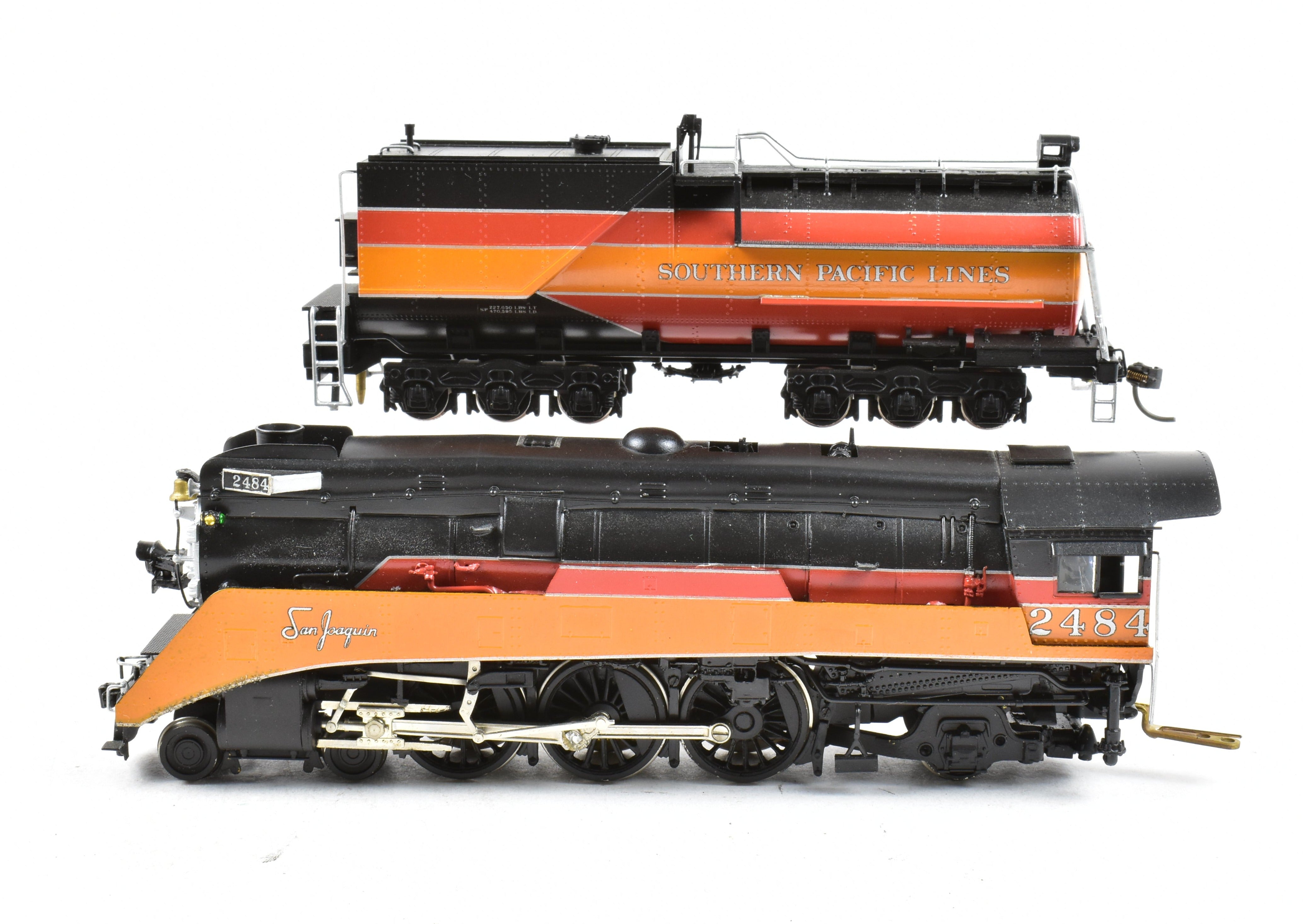 HO Scale Brass Model Train by Westside Model Co. - Southern Pacific Class P - 10 4 - 6 - 2 Streamlined Pro Painted Daylight No. 2484 with Can Motor Upgrade