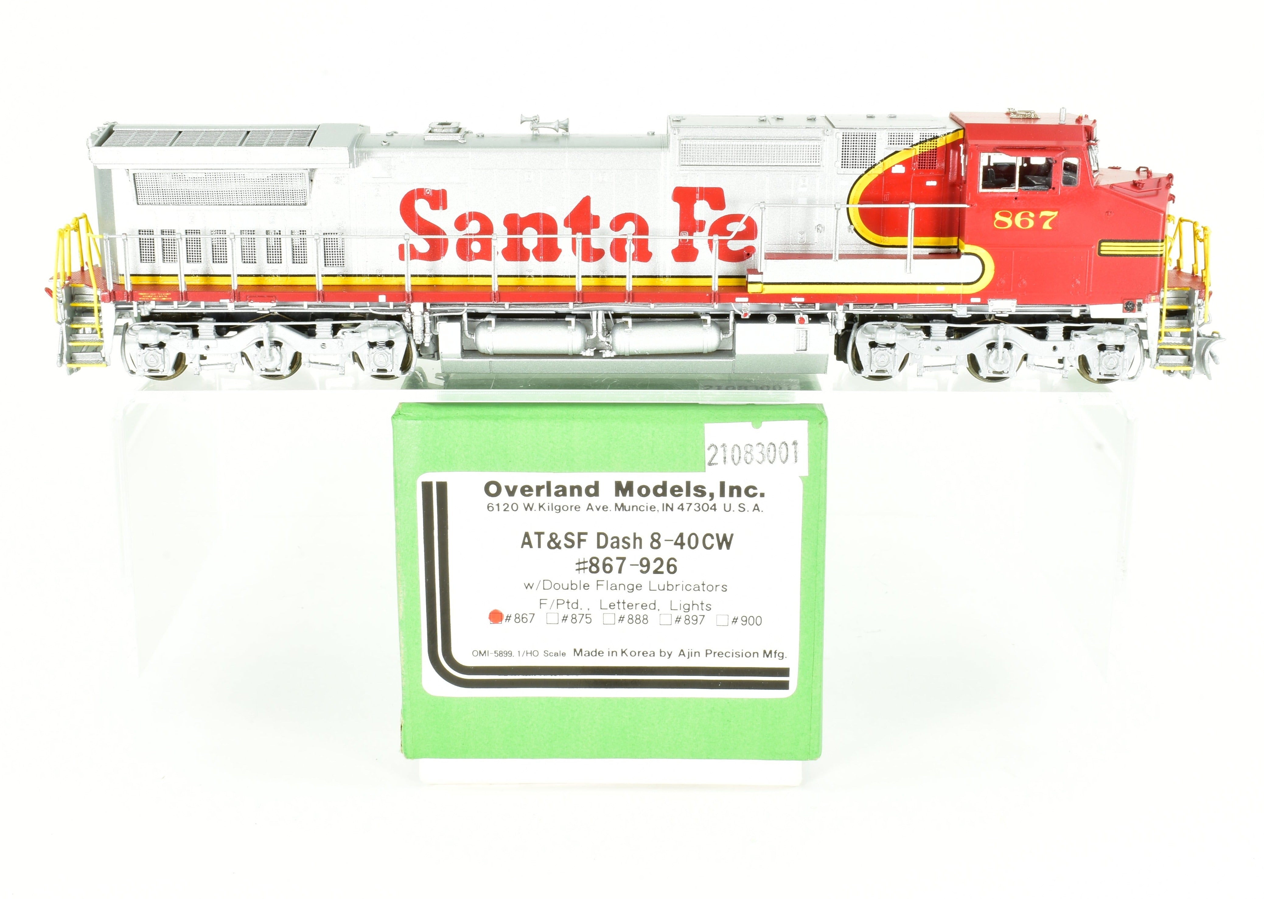 HO Scale Brass Model Train - Overland Models, Inc. ATSF - Santa Fe EMD Dash 8 - 40CW Freight Locomotive, FP No. 867