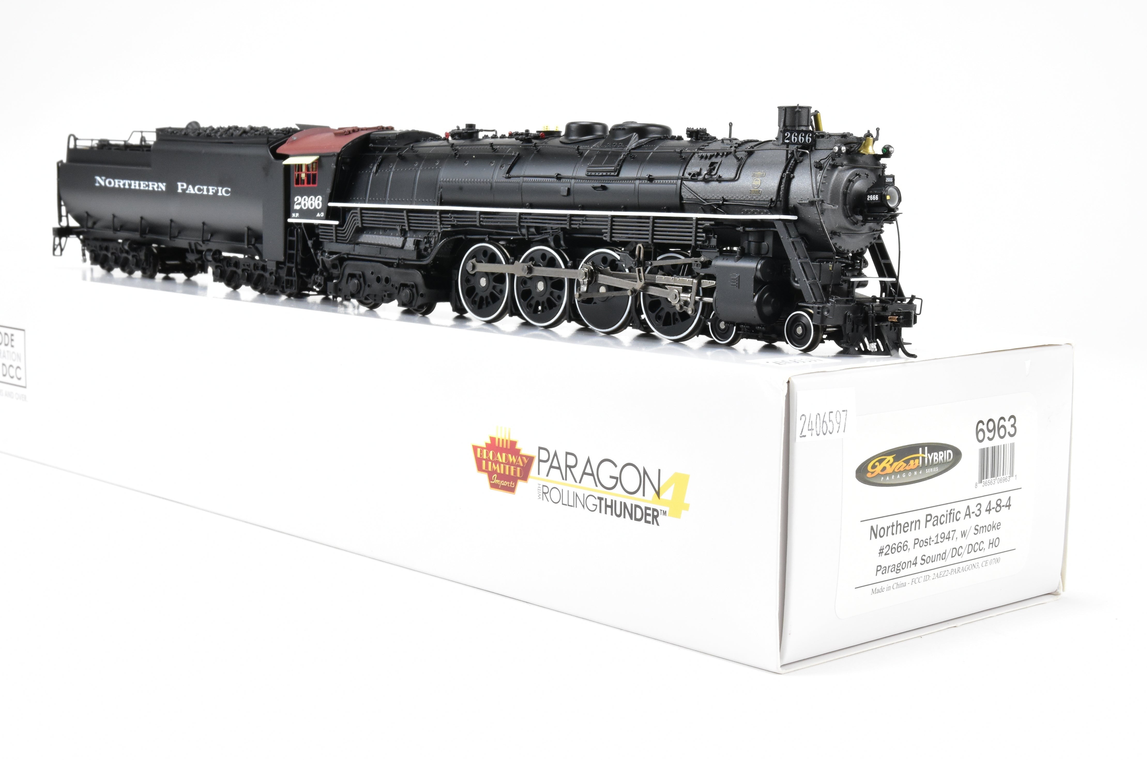 HO Scale Brass Hybrid Model Train by BLI - Broadway Limited Imports, NP - Northern Pacific A - 3 4 - 8 - 4 FP #2666 with Smoke and Paragon 4 Sound for Both DC and DCC Layouts