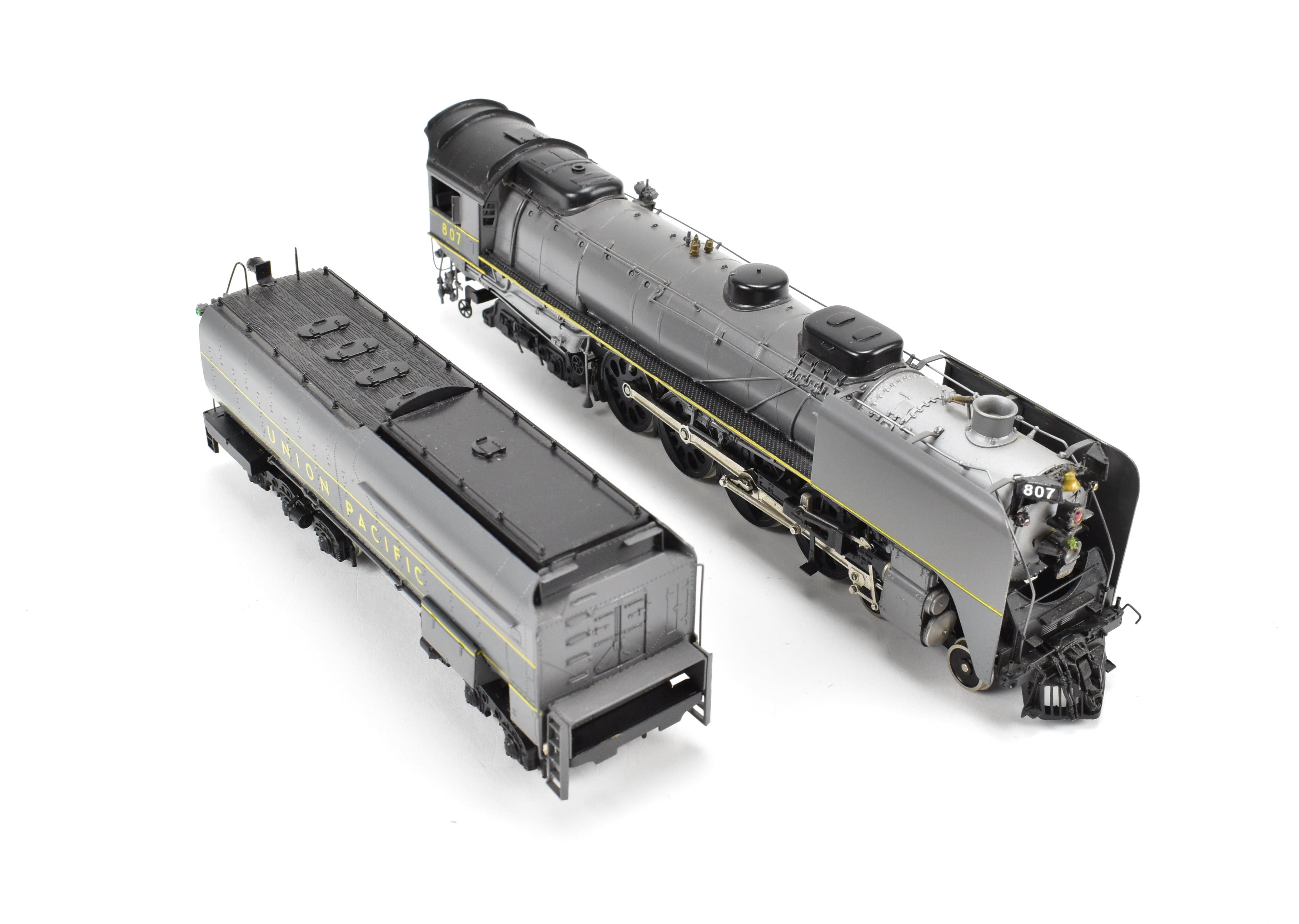 HO Scale Brass PFM - United Model Train - Union Pacific 4-8-4 Modern FEF-1 with Two-Tone Grey and Yellow Custom Paint, Run Number 807 from 1981