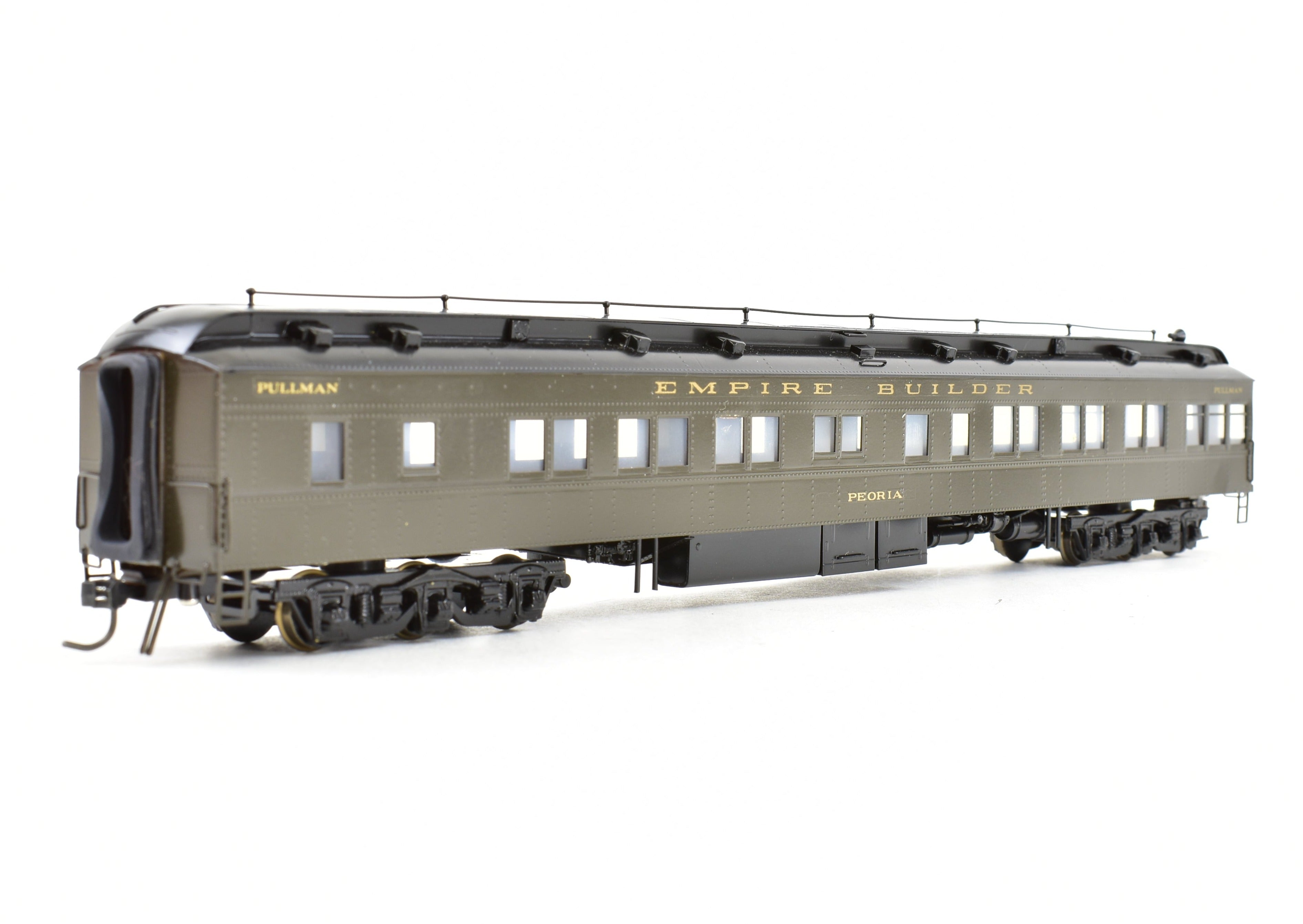 HO Scale Brass Model Train - Oriental Limited GN, Great Northern 1935 Empire Builder Observation Lounge Cars 1071 - 1075 CP Peoria