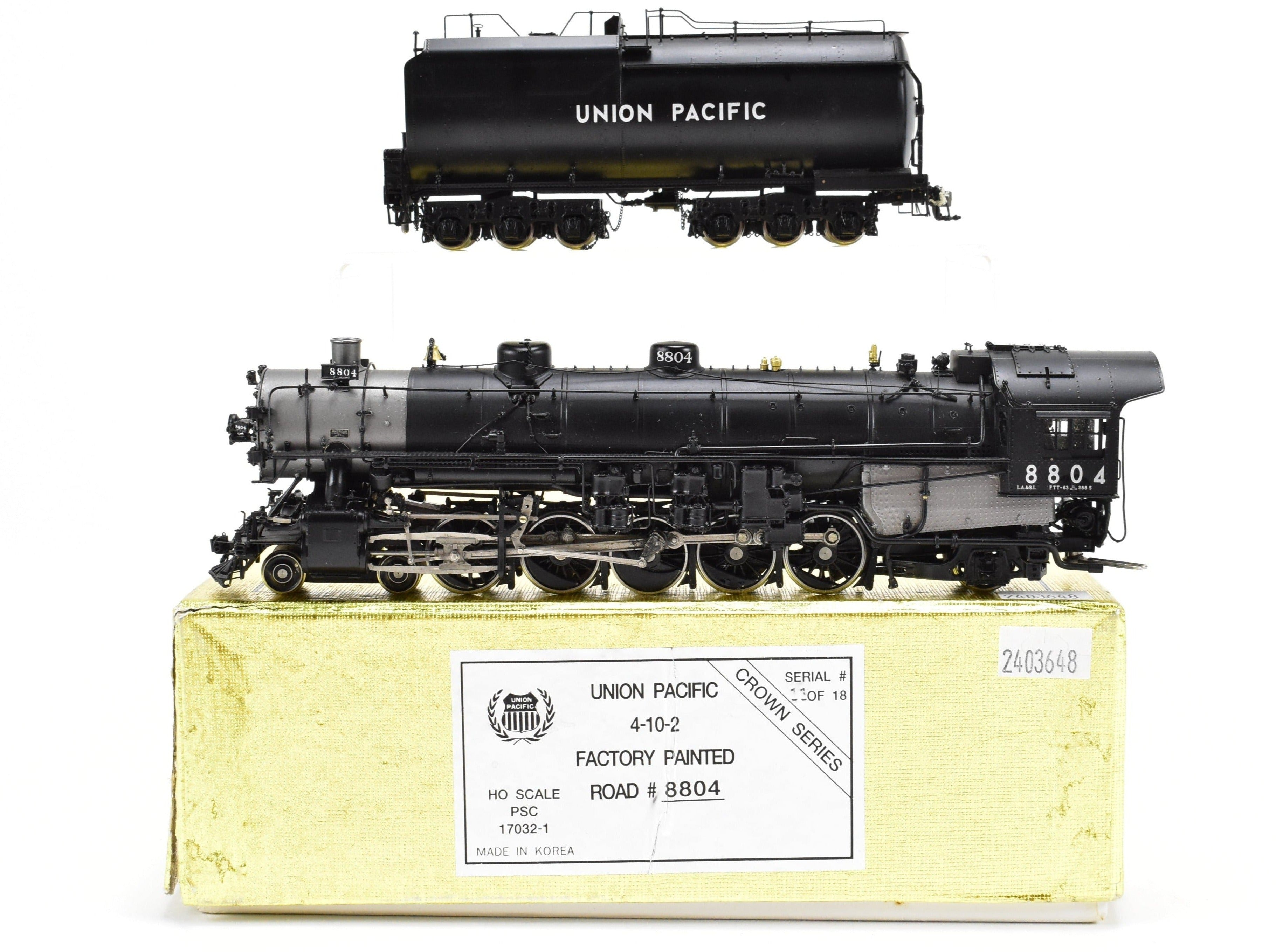 HO Scale Brass Precision Scale Co. Union Pacific Class 4 - 10 - 2 Three - Cylinder Freight/Passenger Model Train #8804 in As - Is Condition