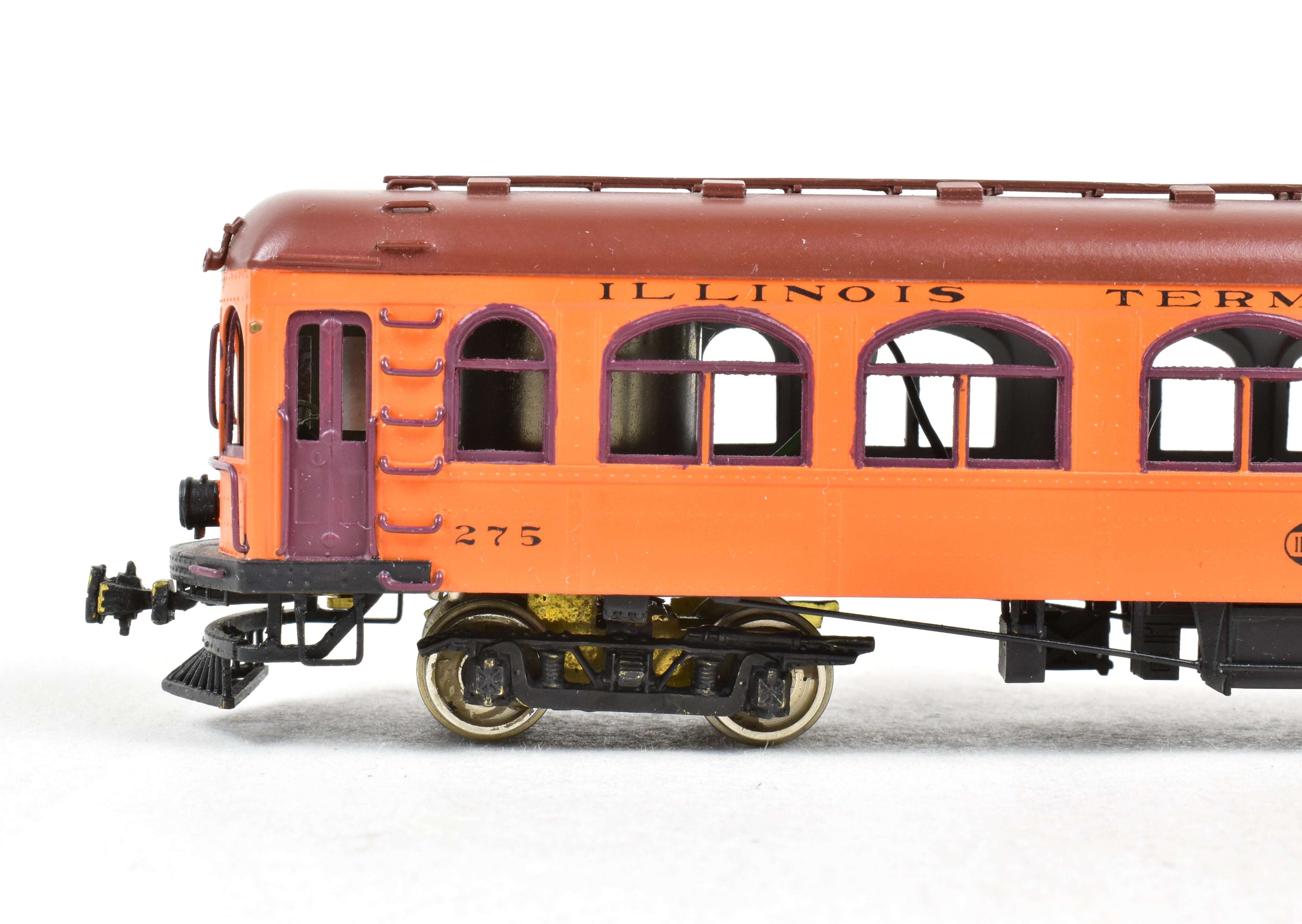 HO Scale Brass Illinois Traction Tangerine Flyer Powered Combine Model #275 by GSB Rail Associates with Custom Painting