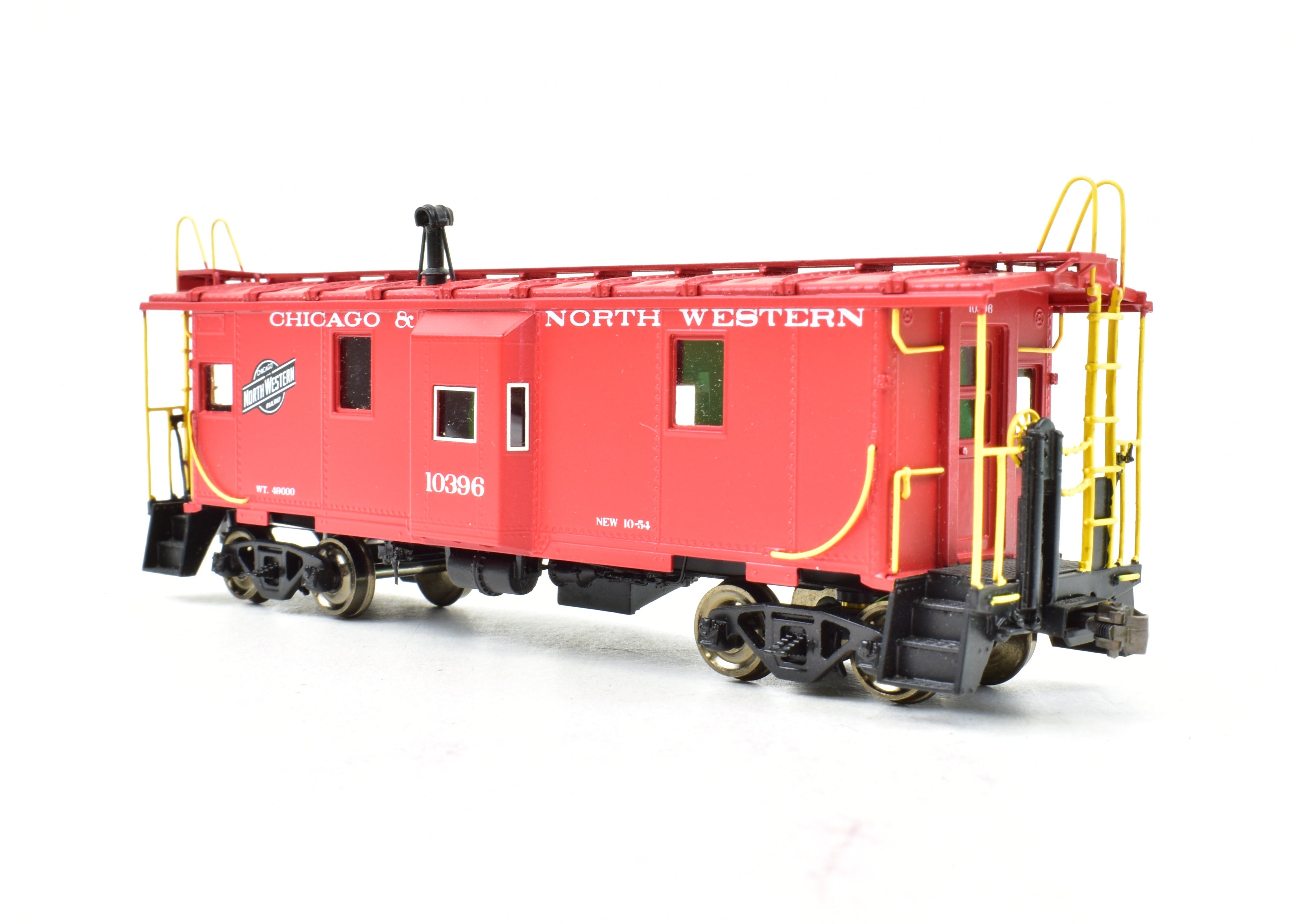 HO Scale Brass OMI - Overland Models, Inc. Chicago & North Western Steel Bay Window Caboose with Factory - Painted Bright Red Finish