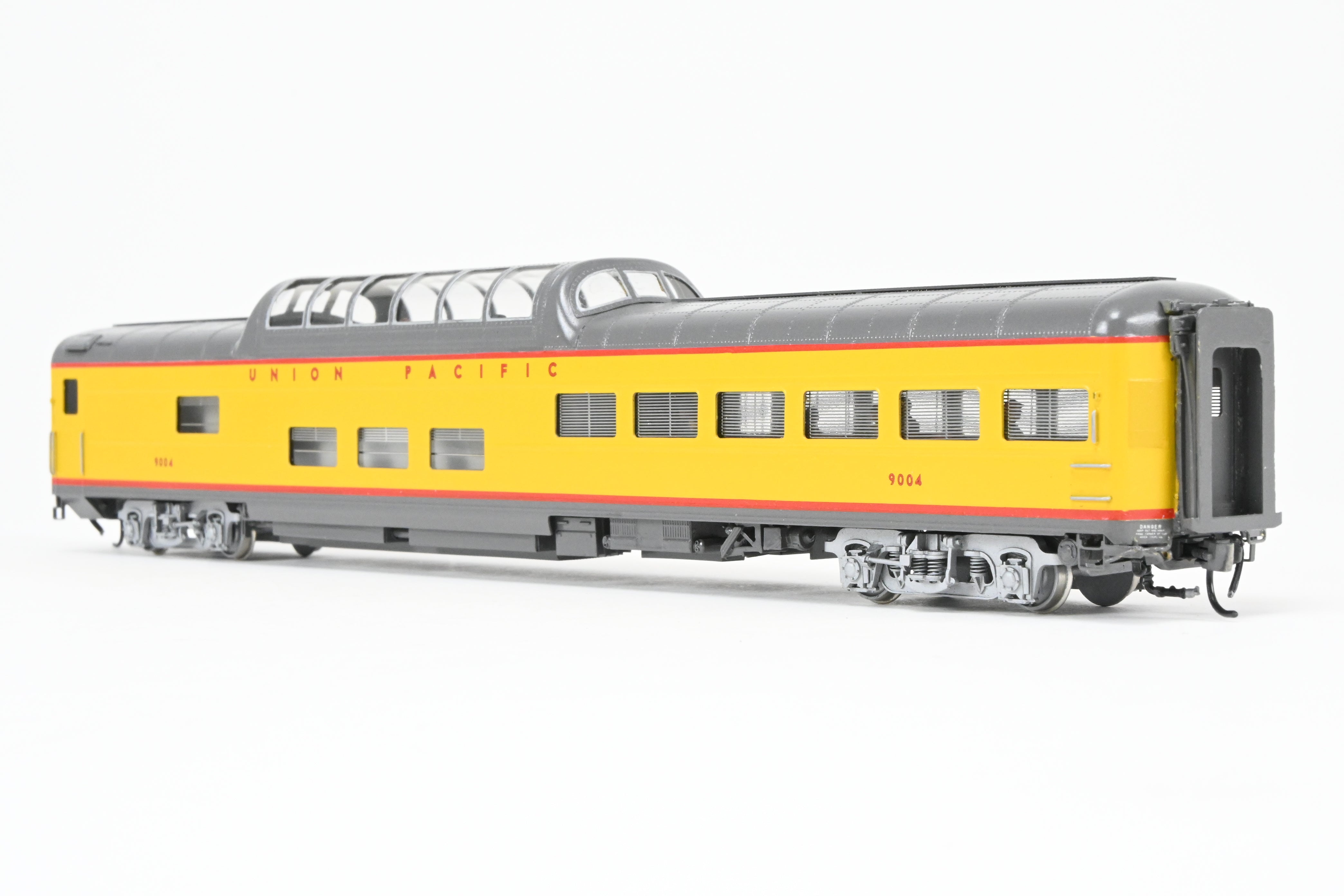 HO Scale Brass Model by Wasatch Model Co. - Union Pacific ACF 1955 9000 Series Dome Lounge Observation Car Modified for Mid - Train Service, Specifically Model C/P #9004