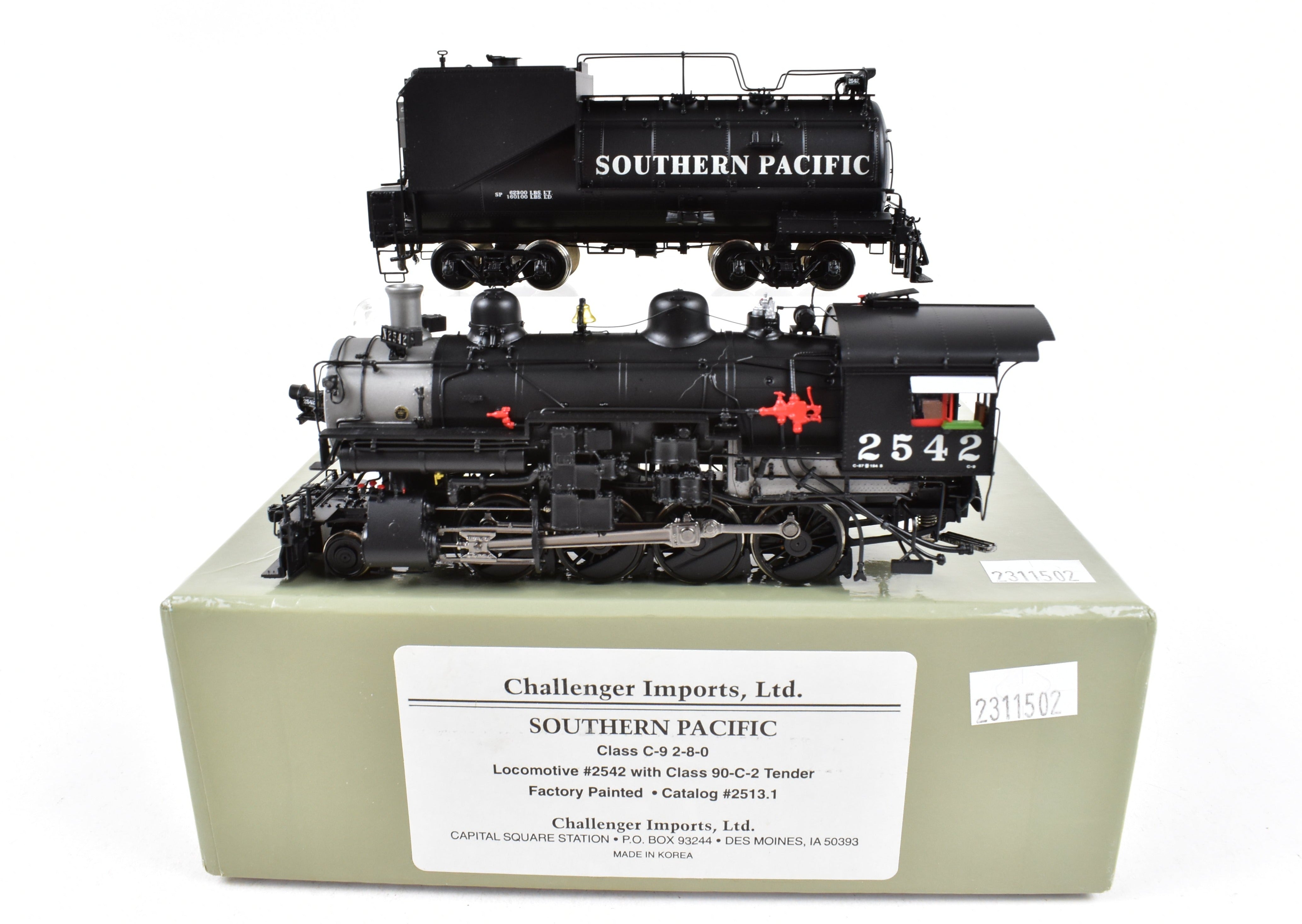 HO Scale Brass Steam Locomotive - Challenger Imports SP - Southern Pacific Class C - 9 2 - 8 - 0 Front Pilot Engine #2542