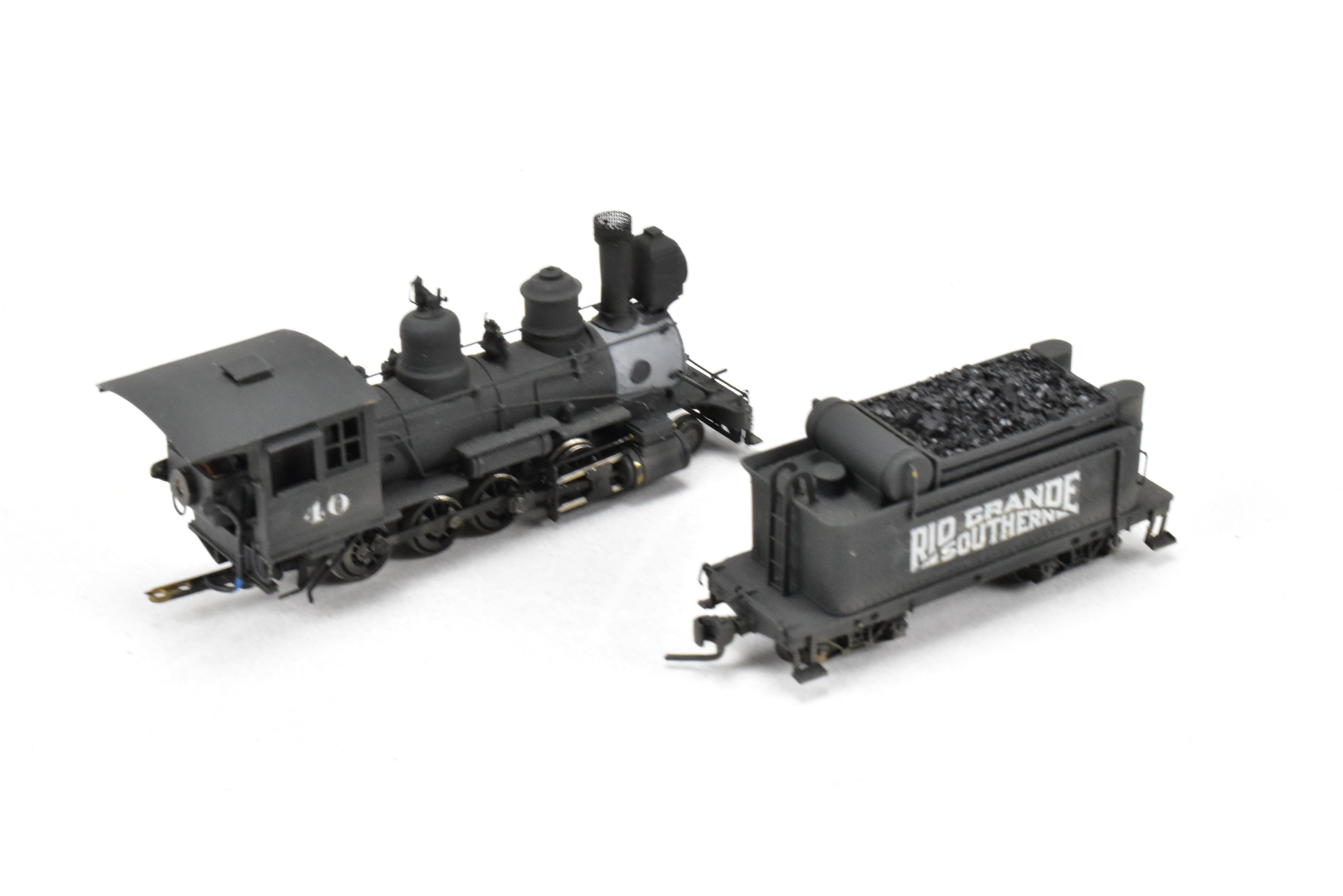 HOn3 Scale Brass Balboa Model Train - Rio Grande Southern C - 19 #40 2 - 8 - 0 Locomotive with Light Weathering and Added Details