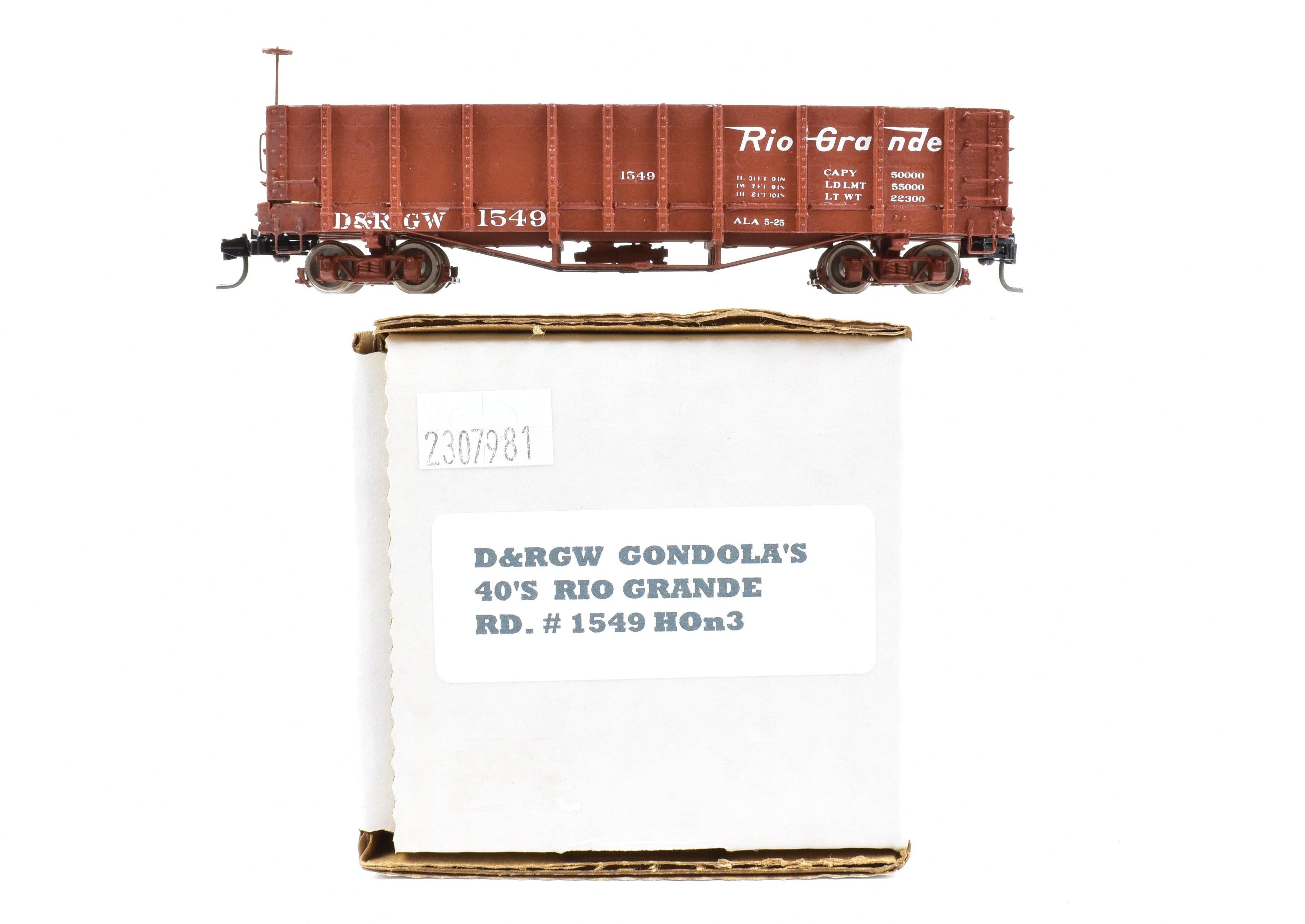 1940s D&RGW Denver & Rio Grande Western Custom-Built HOn3 Gondola #1549 by Leadville Supply