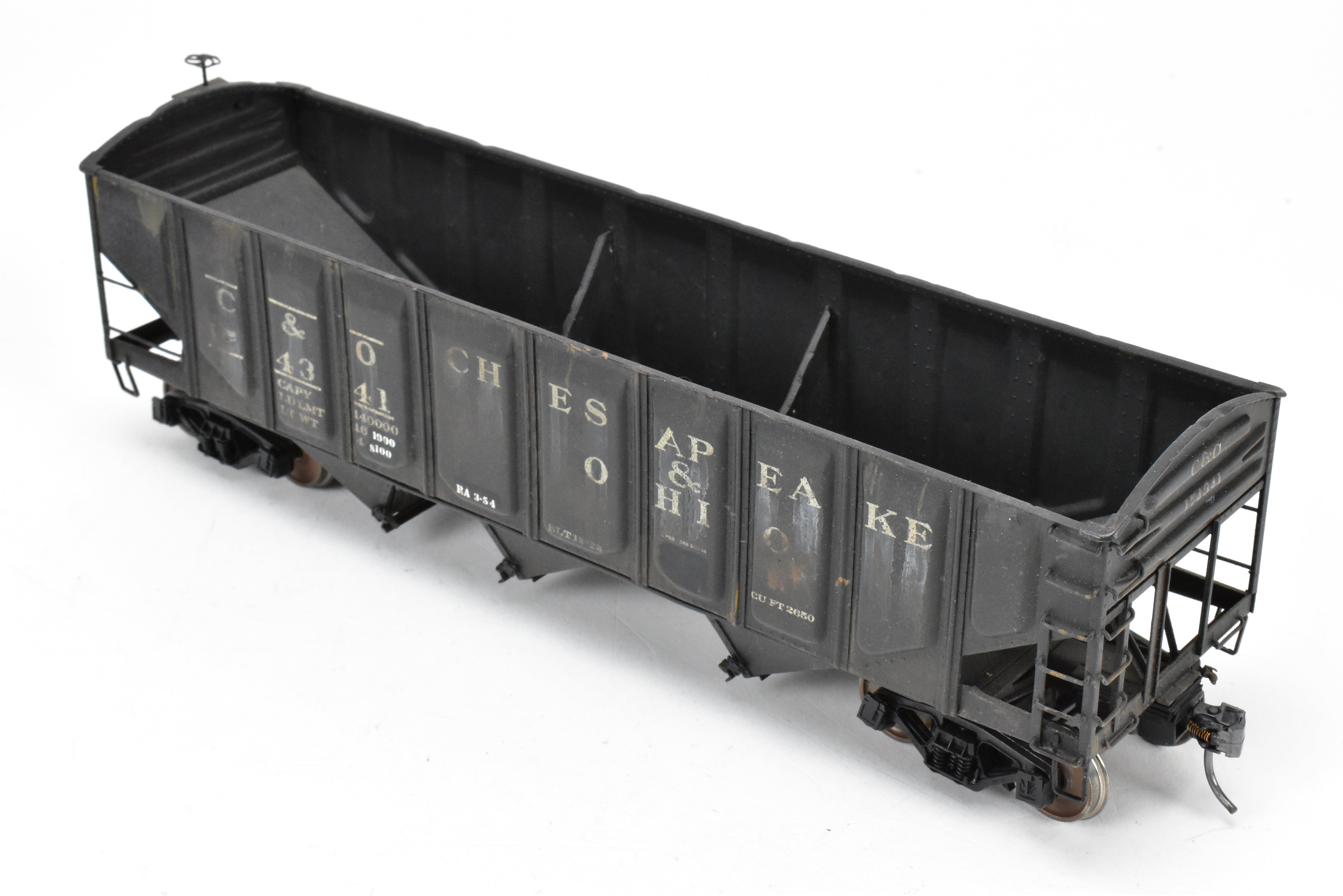 O Scale Custom Weathered Brass C&O 70 Ton Triple Hopper with Rounded Ends