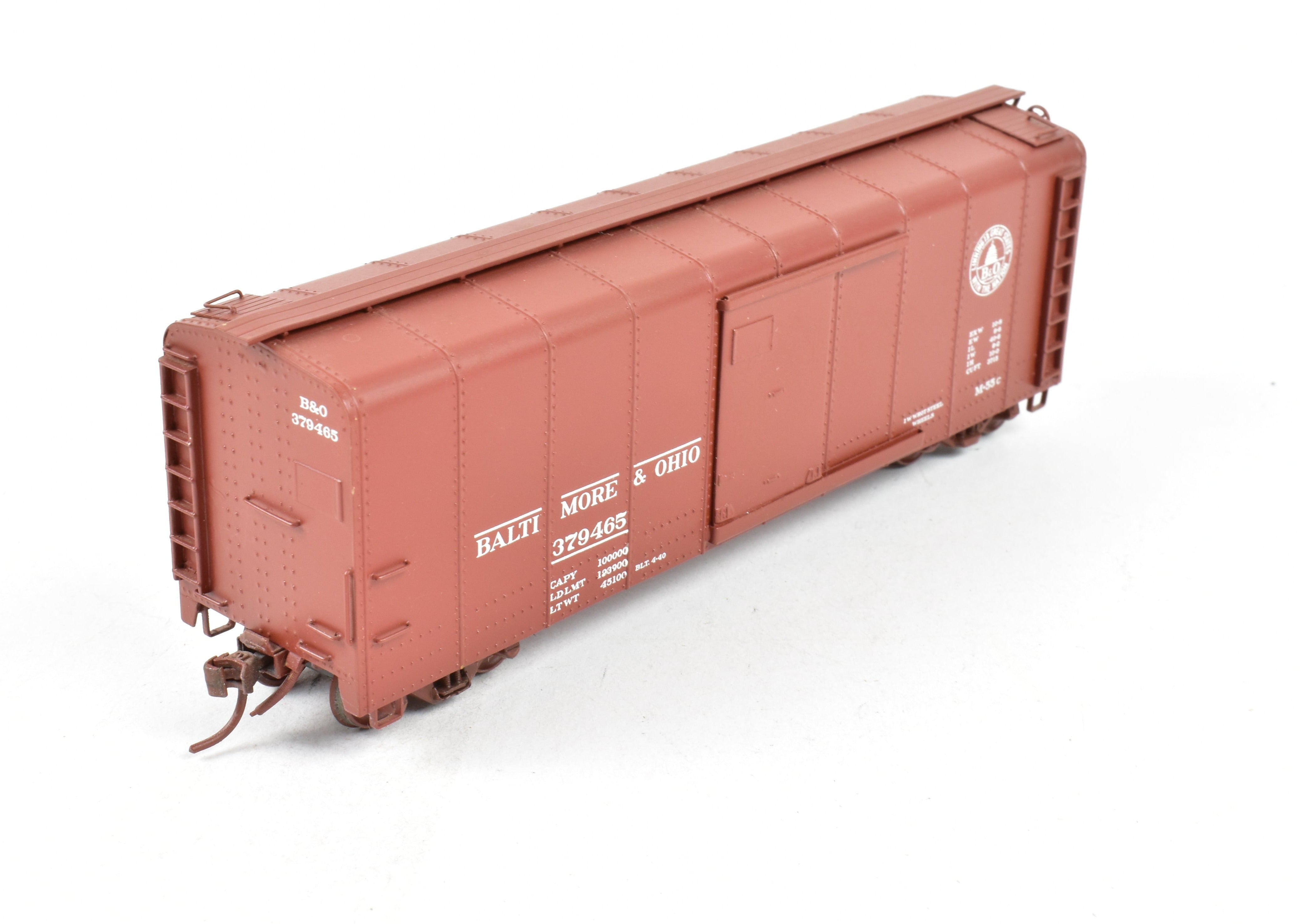 HO Scale Brass Model Trains - B&O M - 53 Round Roof 40 - Foot Custom - Painted Boxcar by Trains Inc., Without Original Box