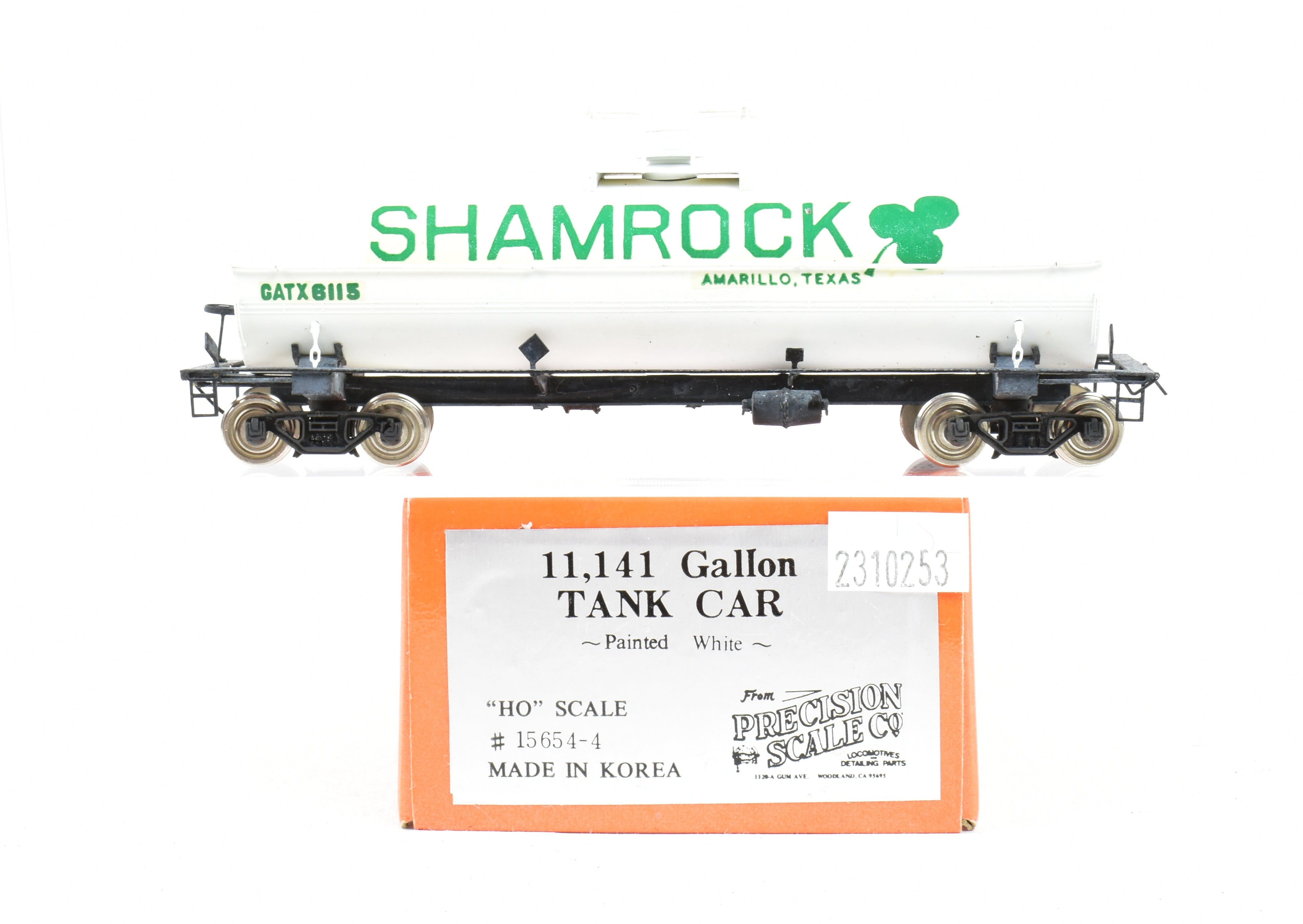 HO Scale Brass Precision Scale Co. 11,141 Gallon White Shamrock Painted Tank Car