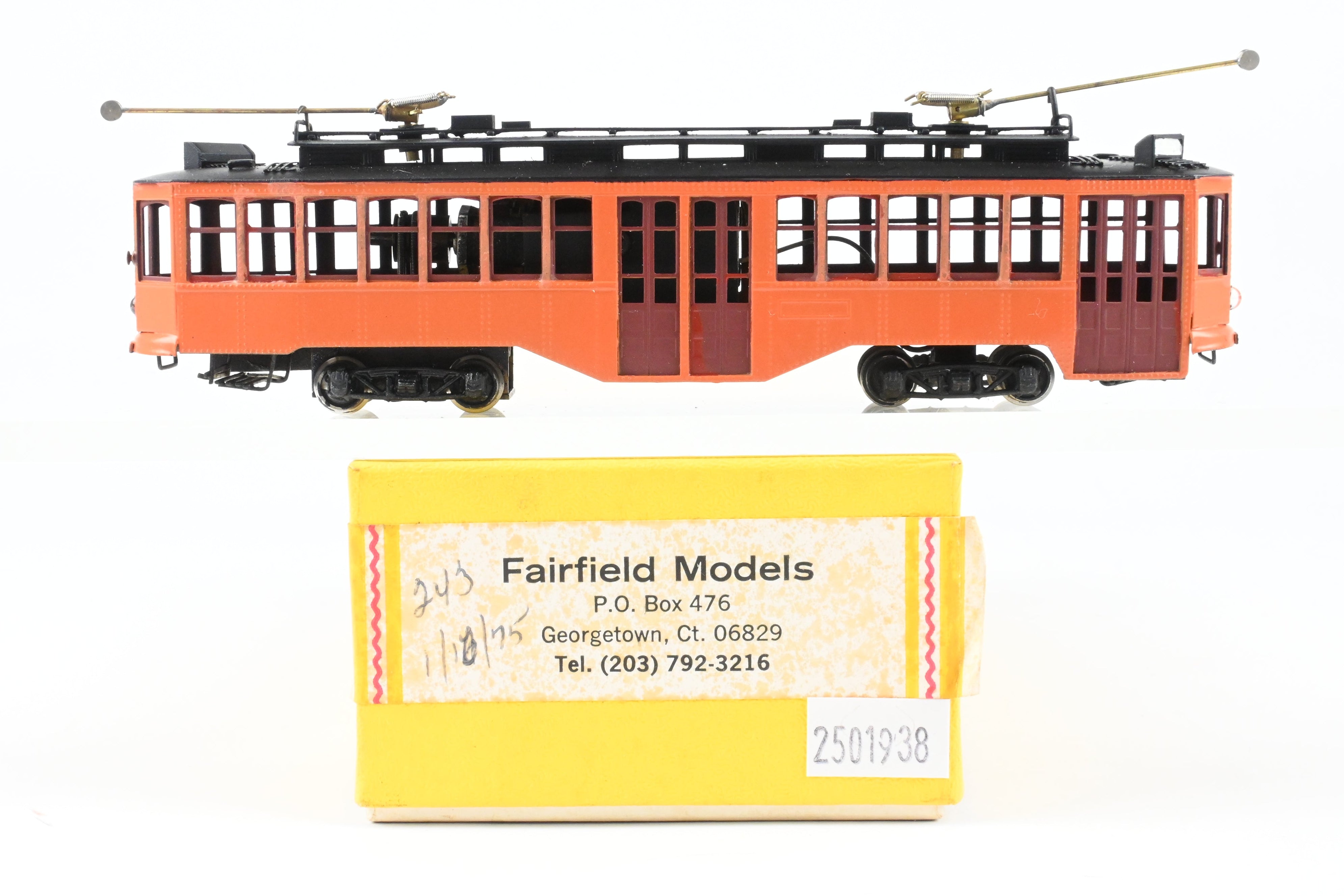 HO Scale Brass Fairfield Models Pittsburgh Railway Co. Double Ended Joe's Trolley Car, CP Variant, Unlettered, Model Train Collectible