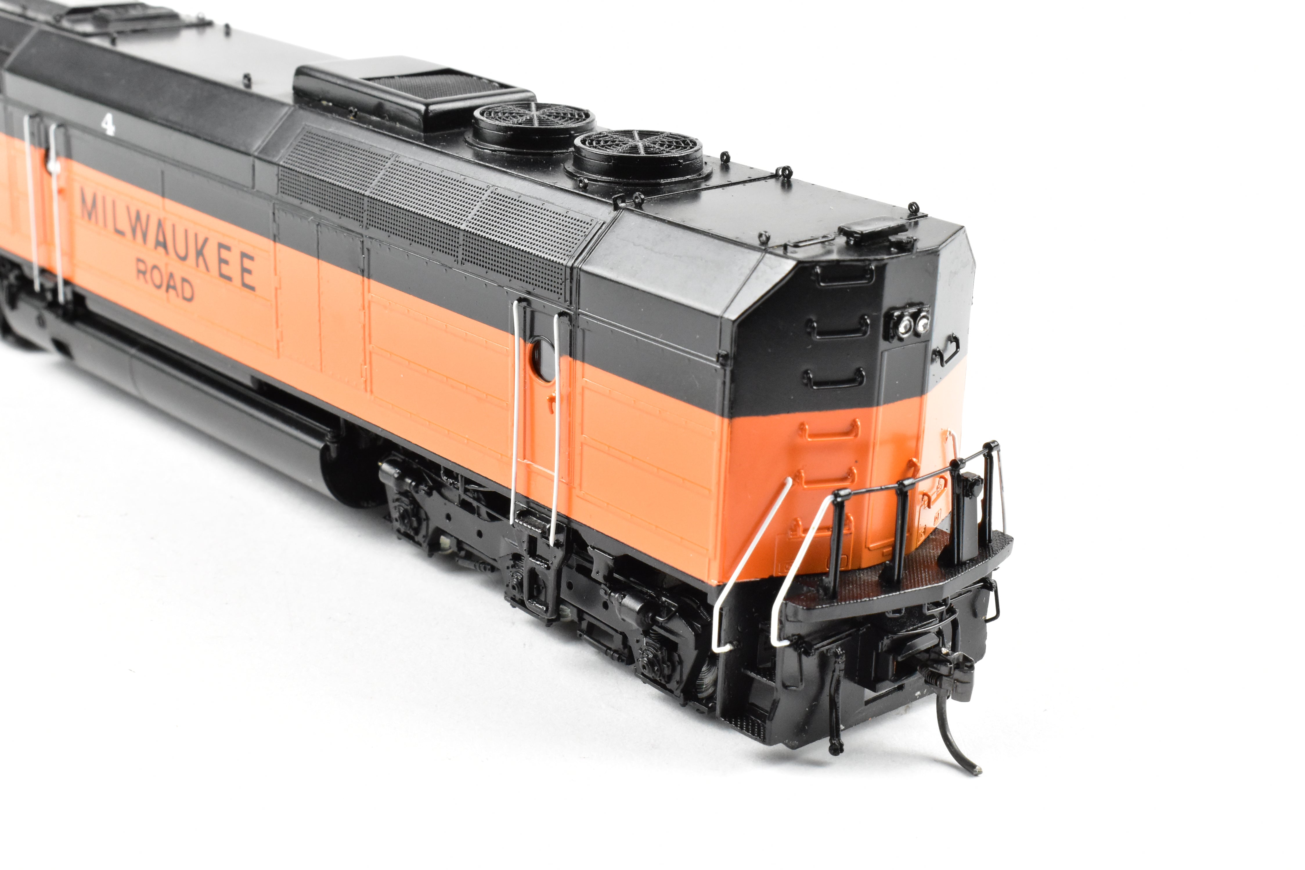 HO Scale Brass Freight Train Model - Overland Models Inc. Milwaukee Road EMD FP45 Freight Version from 1970 Era, Number 4 with DCC Function