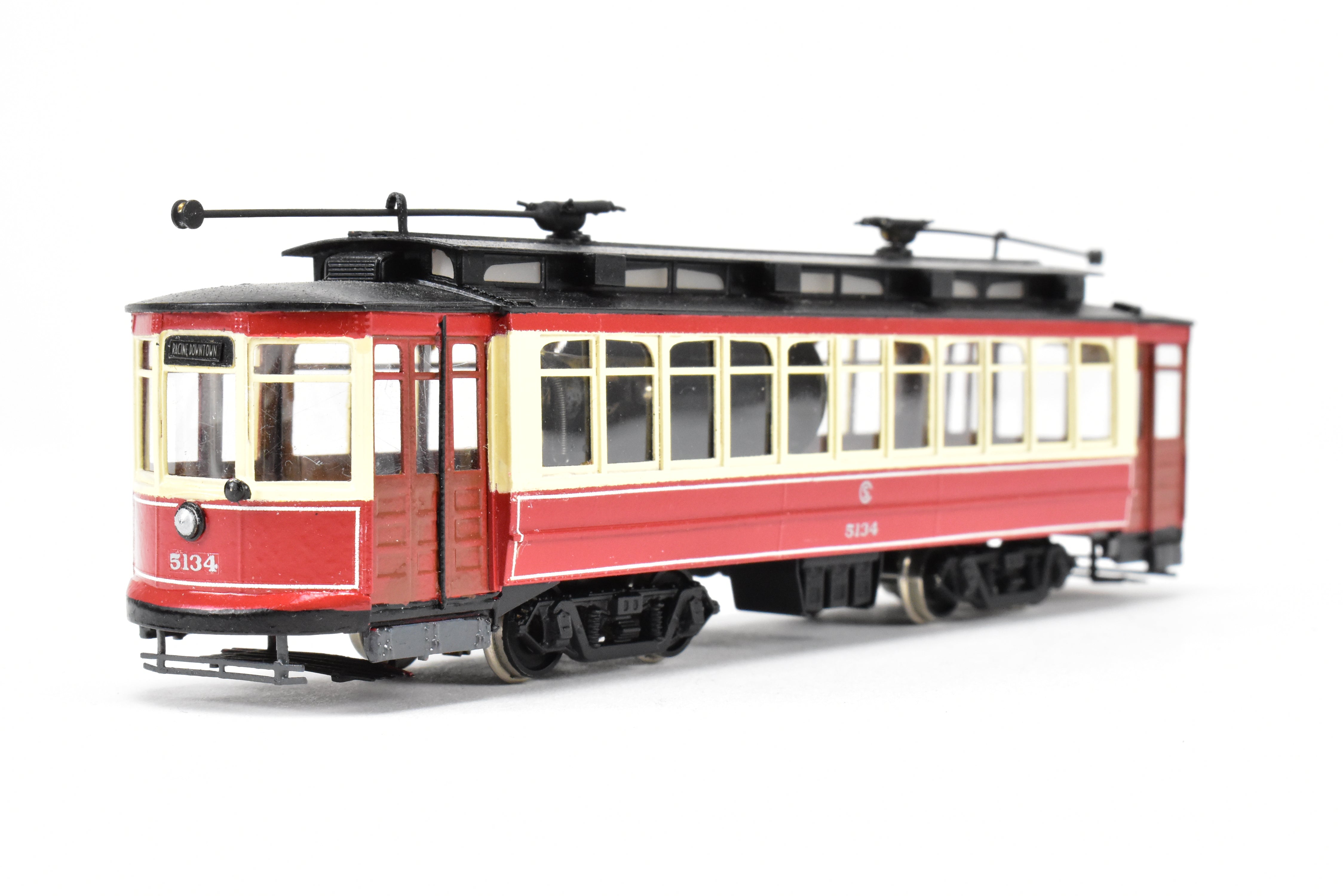 HO Scale Brass Interurban Model - Fairfield Models 347 CSL Chicago Surface Lines Short Brill Car with Custom Paint Job, Road Number 5124, in REBOXX Packaging