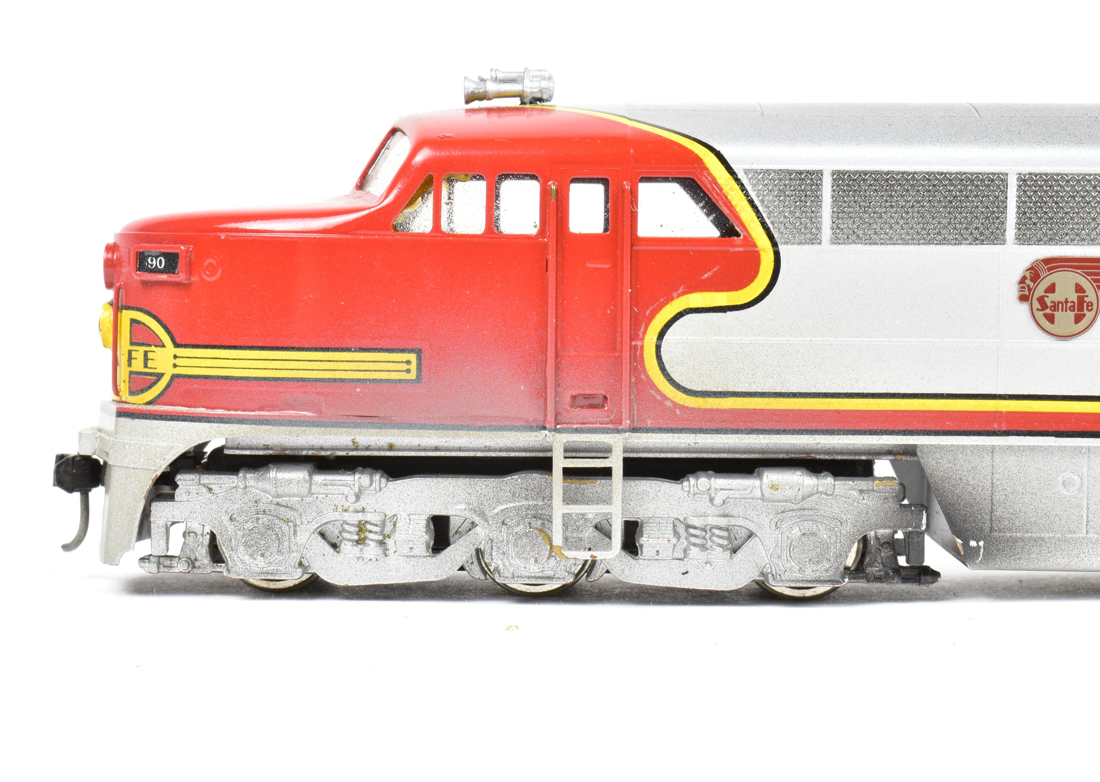 HO Scale Brass Red Ball AT&SF - Santa Fe Fairbanks Morse FM Erie Built A-B-A Set Model Trains with Custom Painted Finish and Can Motor Upgrades