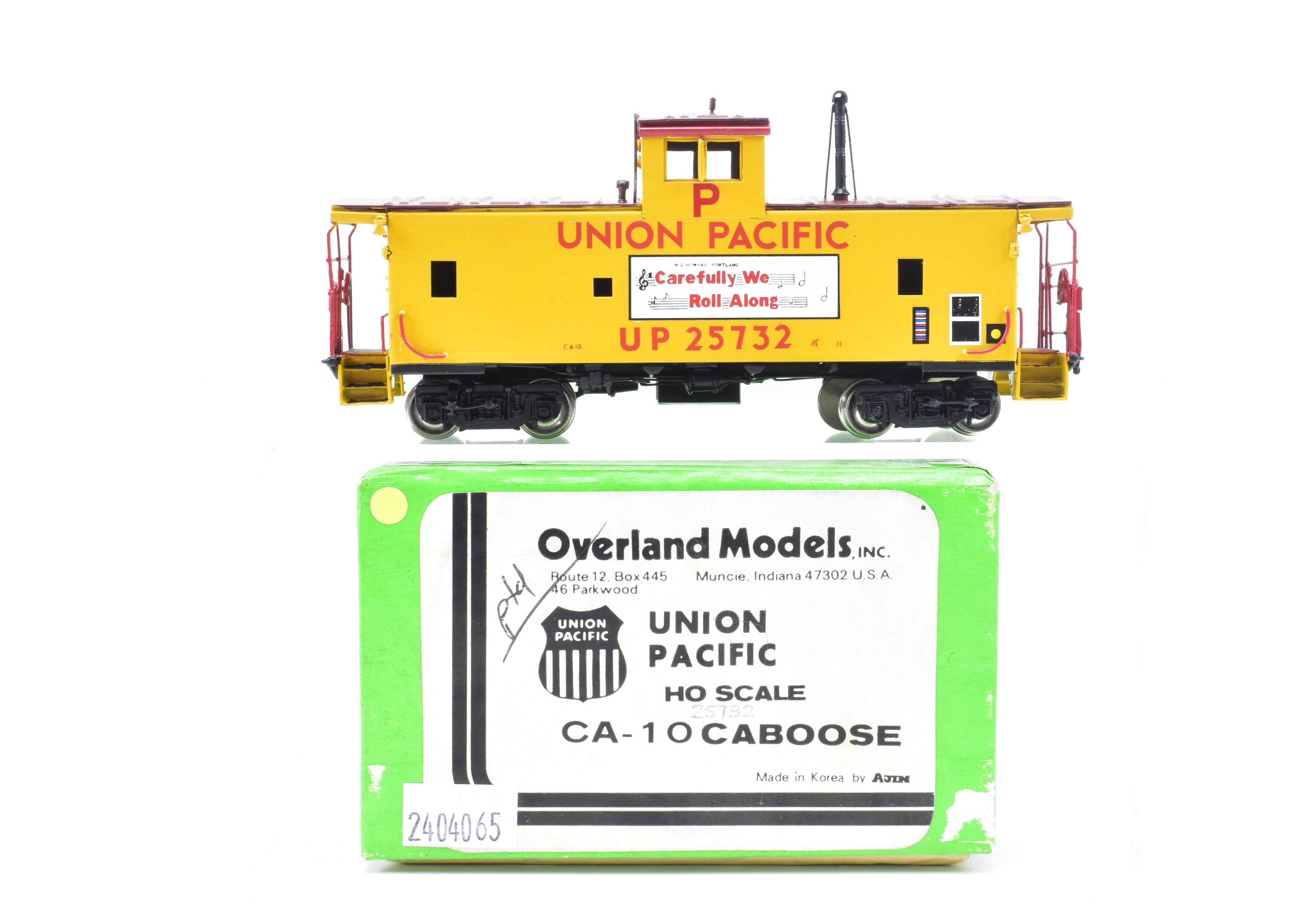 HO Scale Brass Union Pacific CA - 10 Caboose Model by Overland Models, Inc. (OMI) with Custom Paint and Slogan #25732